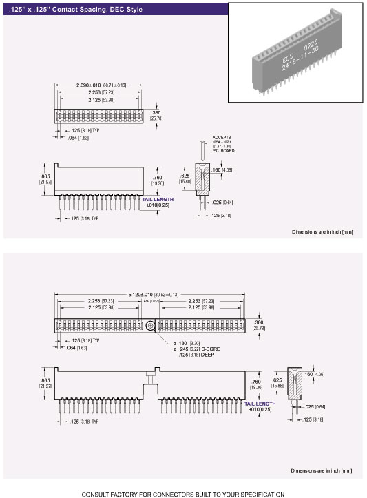Card Edge Connector Contact Spacing Press Fit