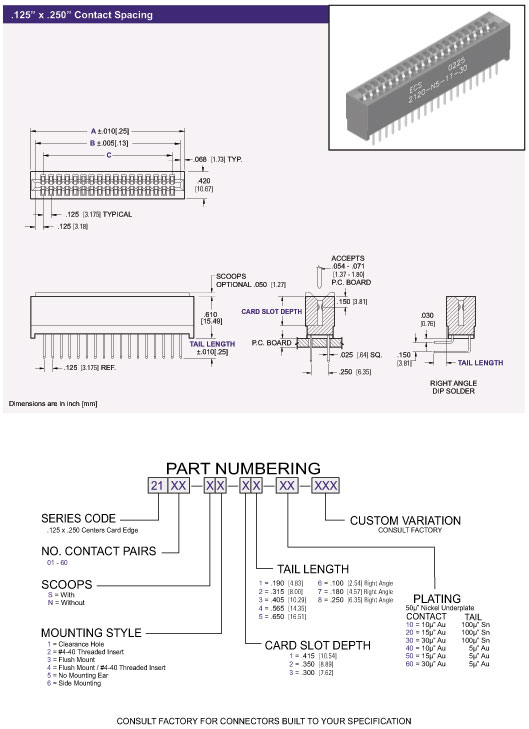 2100 Series Card Edge Connector