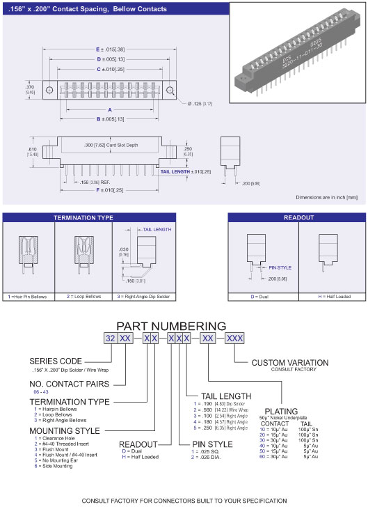 3200 Series Card Edge Connector