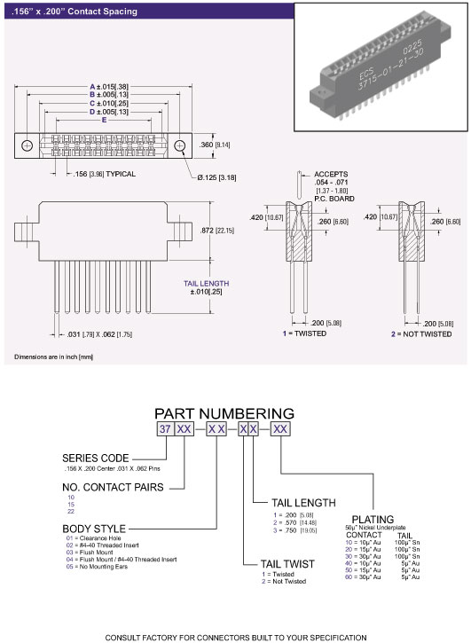 3700 Series Card Edge Connector