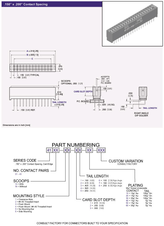 4100 Series Card Edge Connector
