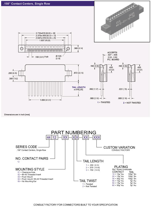 4400 Series Card Edge Connector