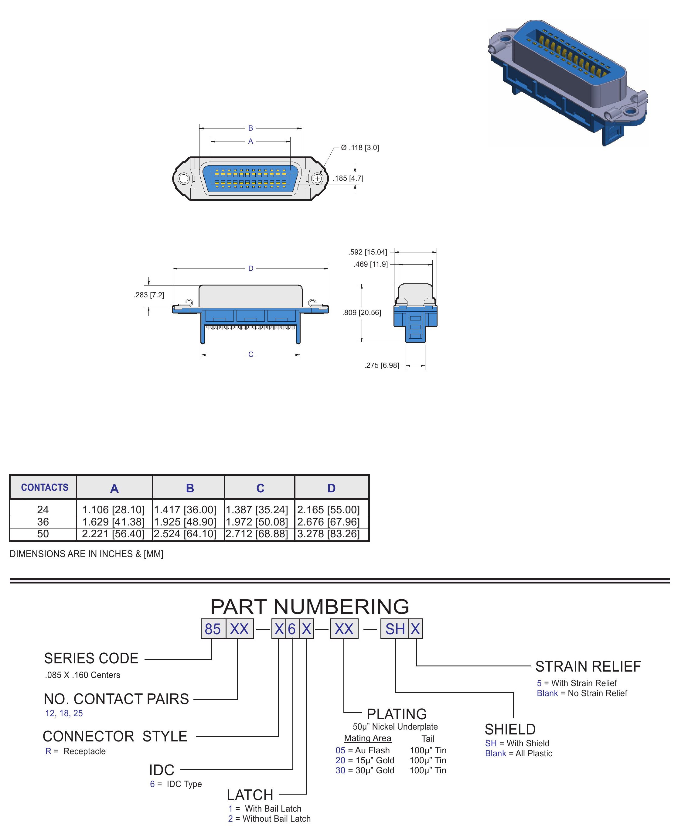 ECS Receptacle Crimp IDC Connector