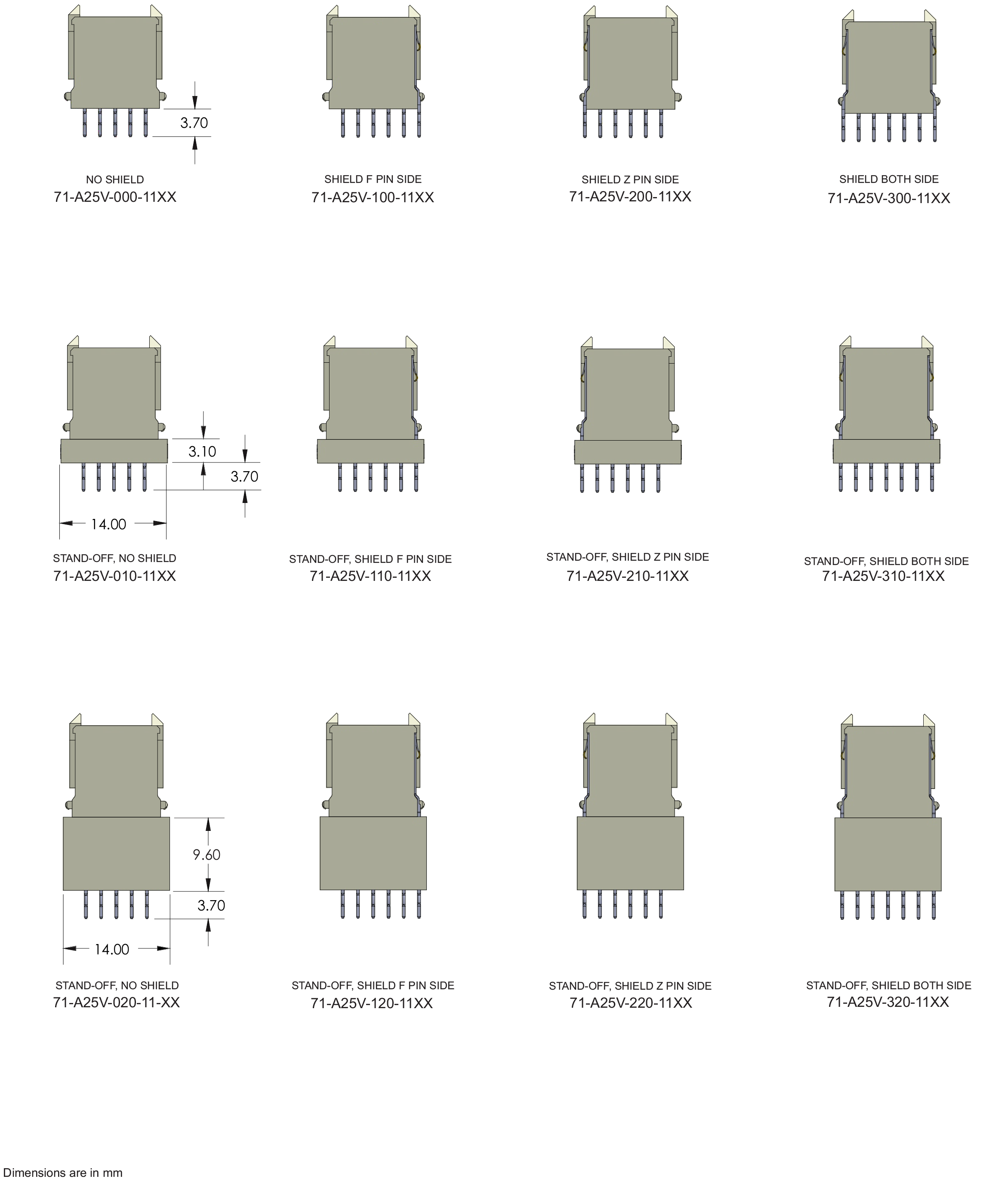 ECS 2mm Hard Metric Type AB25 Receptacle Right Angle Connector
