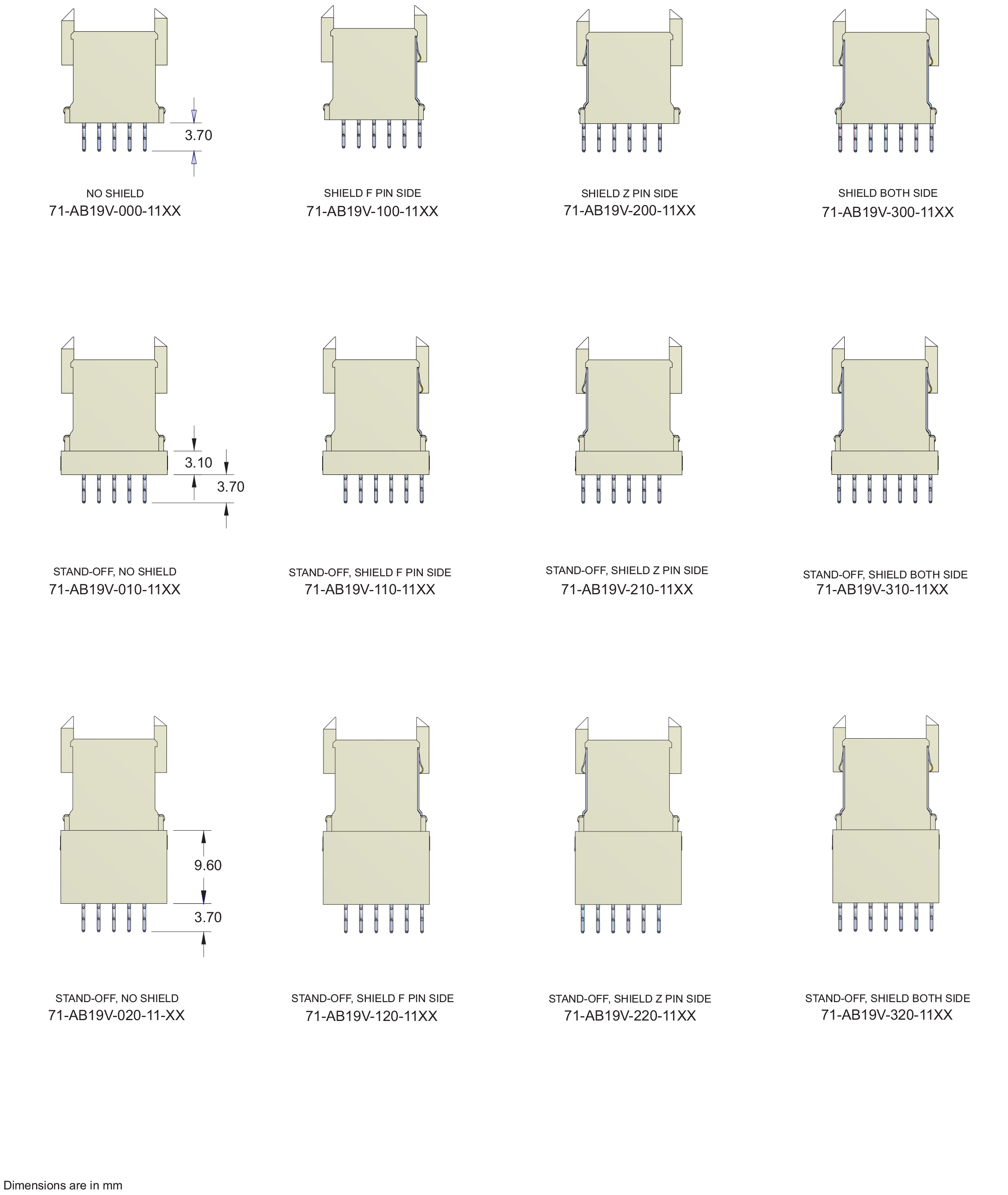 ECS 2mm Hard Metric Type AB25 Receptacle Right Angle Connector