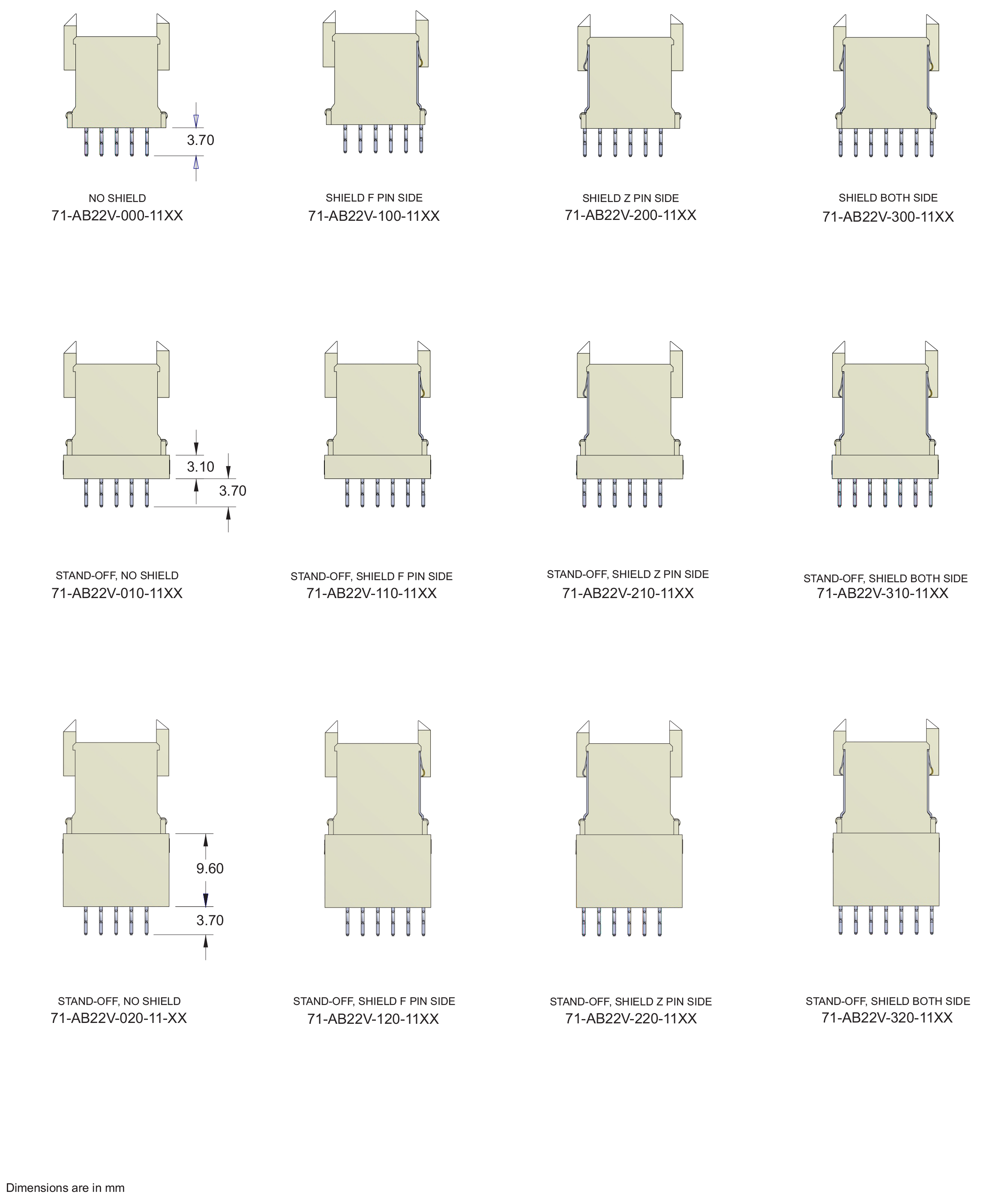 ECS 2mm Hard Metric Type AB25 Receptacle Right Angle Connector