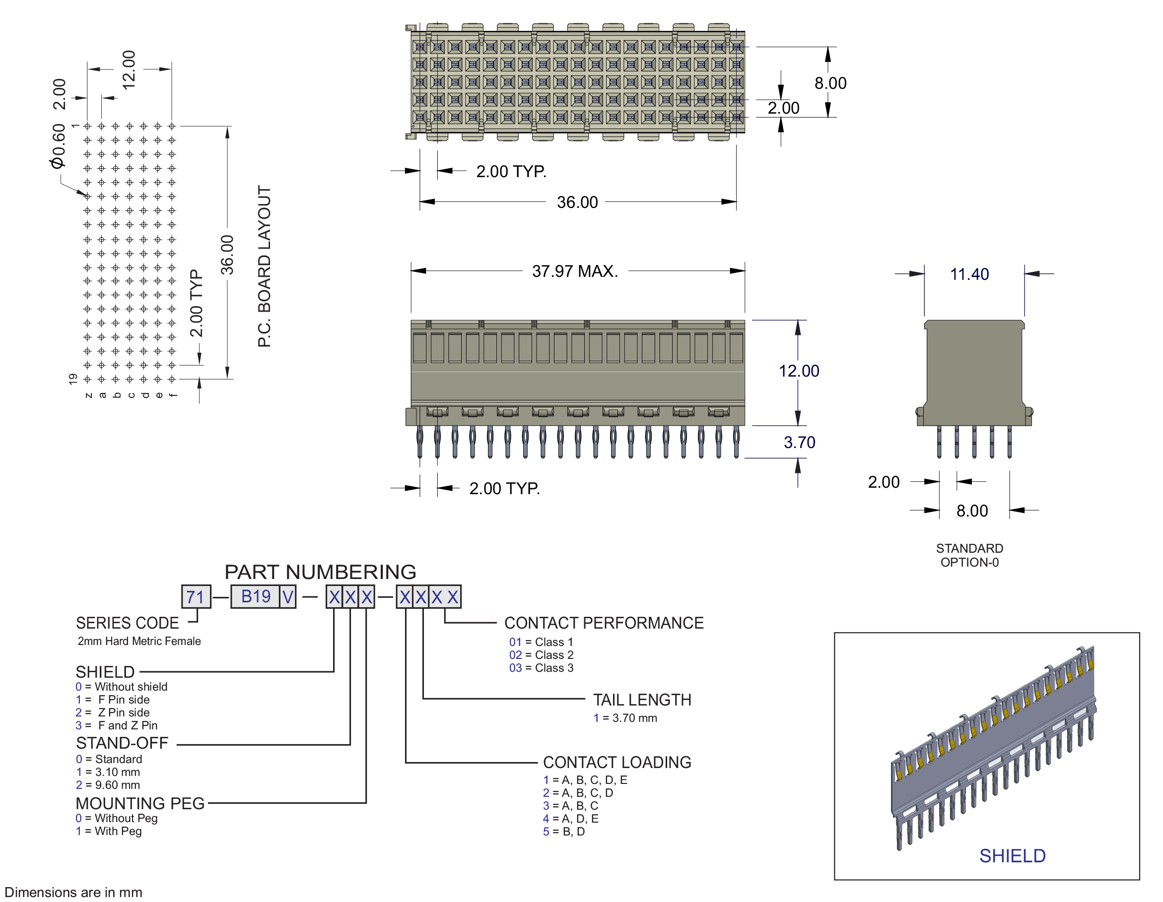 ECS 2mm Hard Metric Type AB25 Receptacle Right Angle Connector