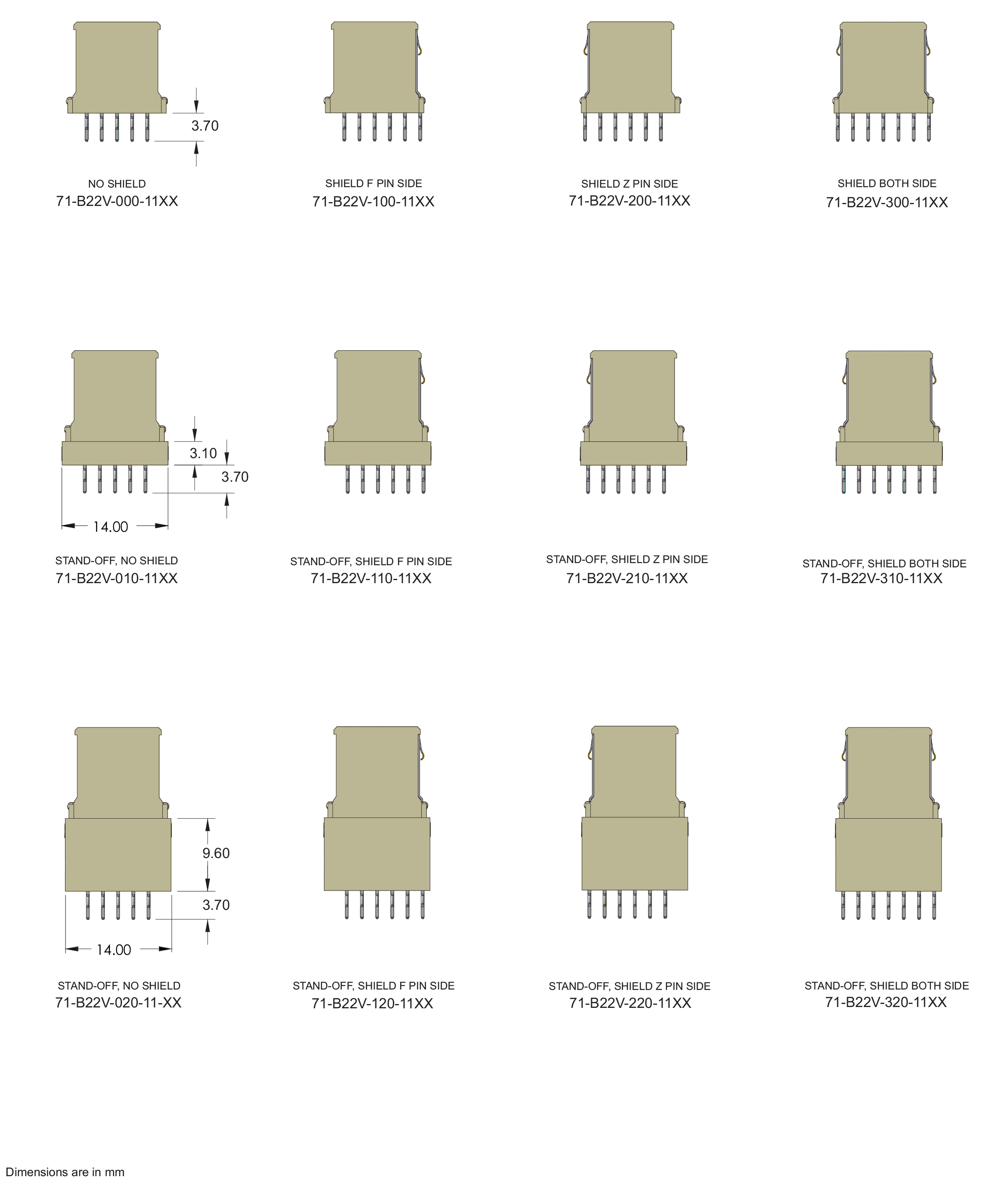 ECS 2mm Hard Metric Type AB25 Receptacle Right Angle Connector