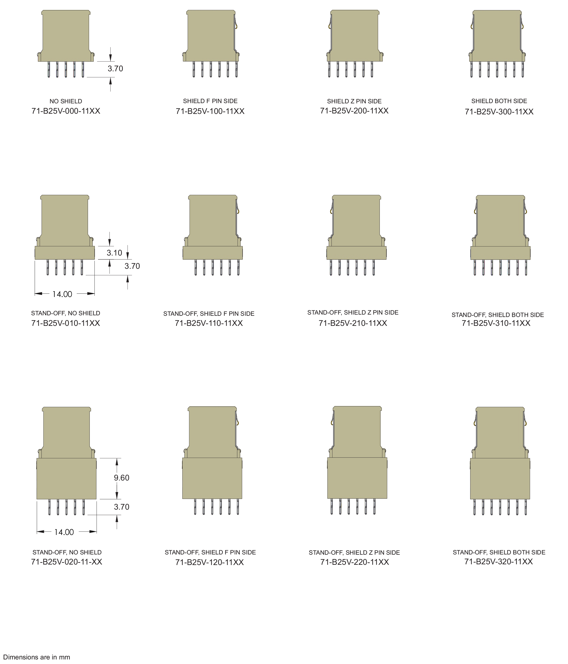 ECS 2mm Hard Metric Type AB25 Receptacle Right Angle Connector