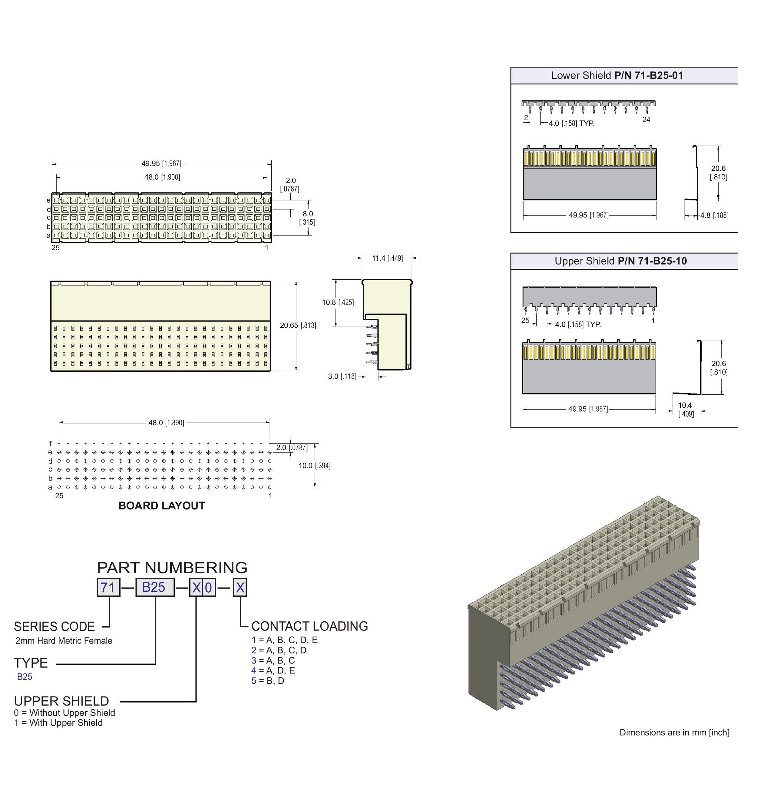 ECS 2mm Hard Metric Type B25 Receptacle Right Angle