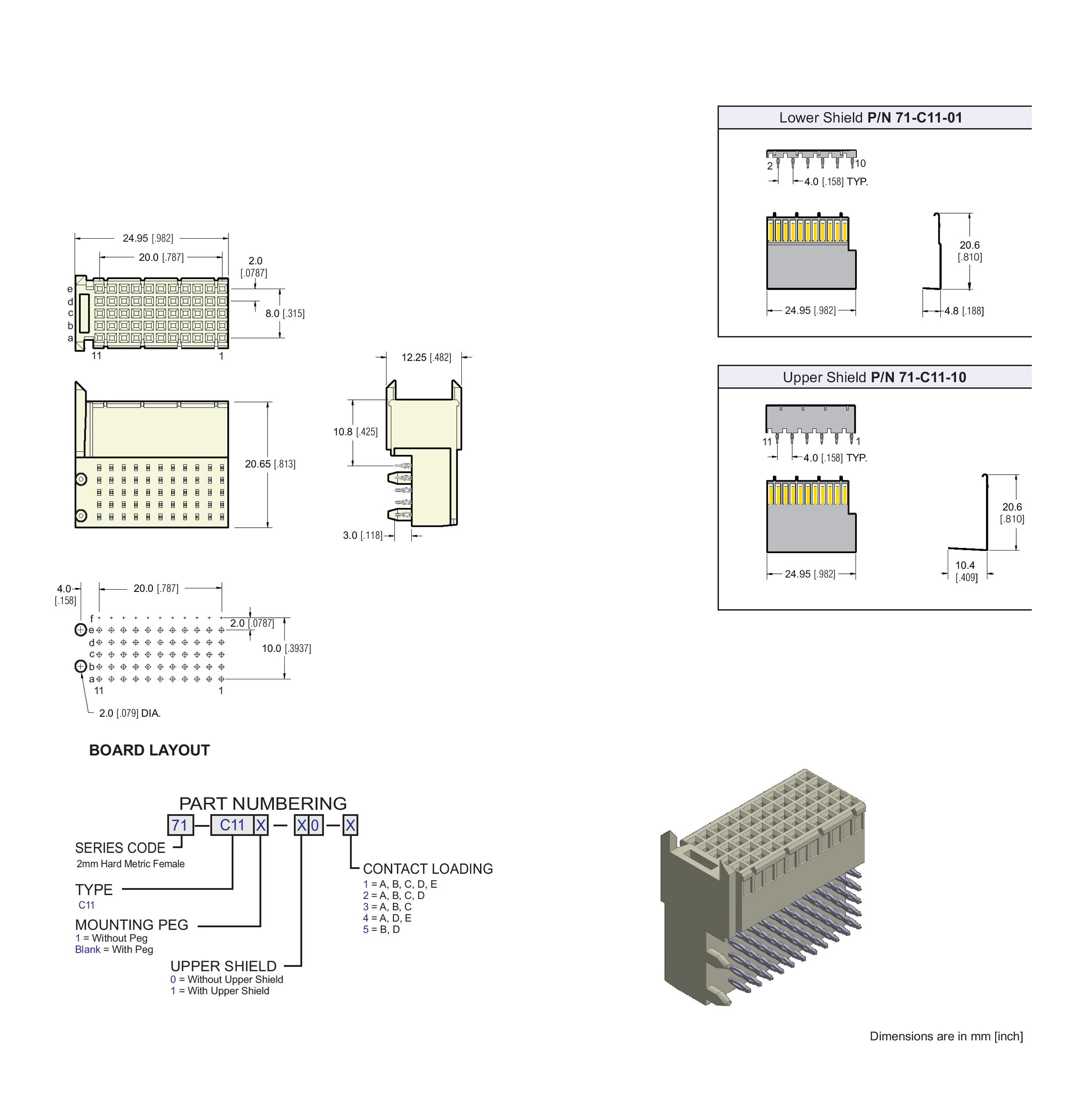 ECS 2mm Hard Metric Type C11 Receptacle Right Angle Connector