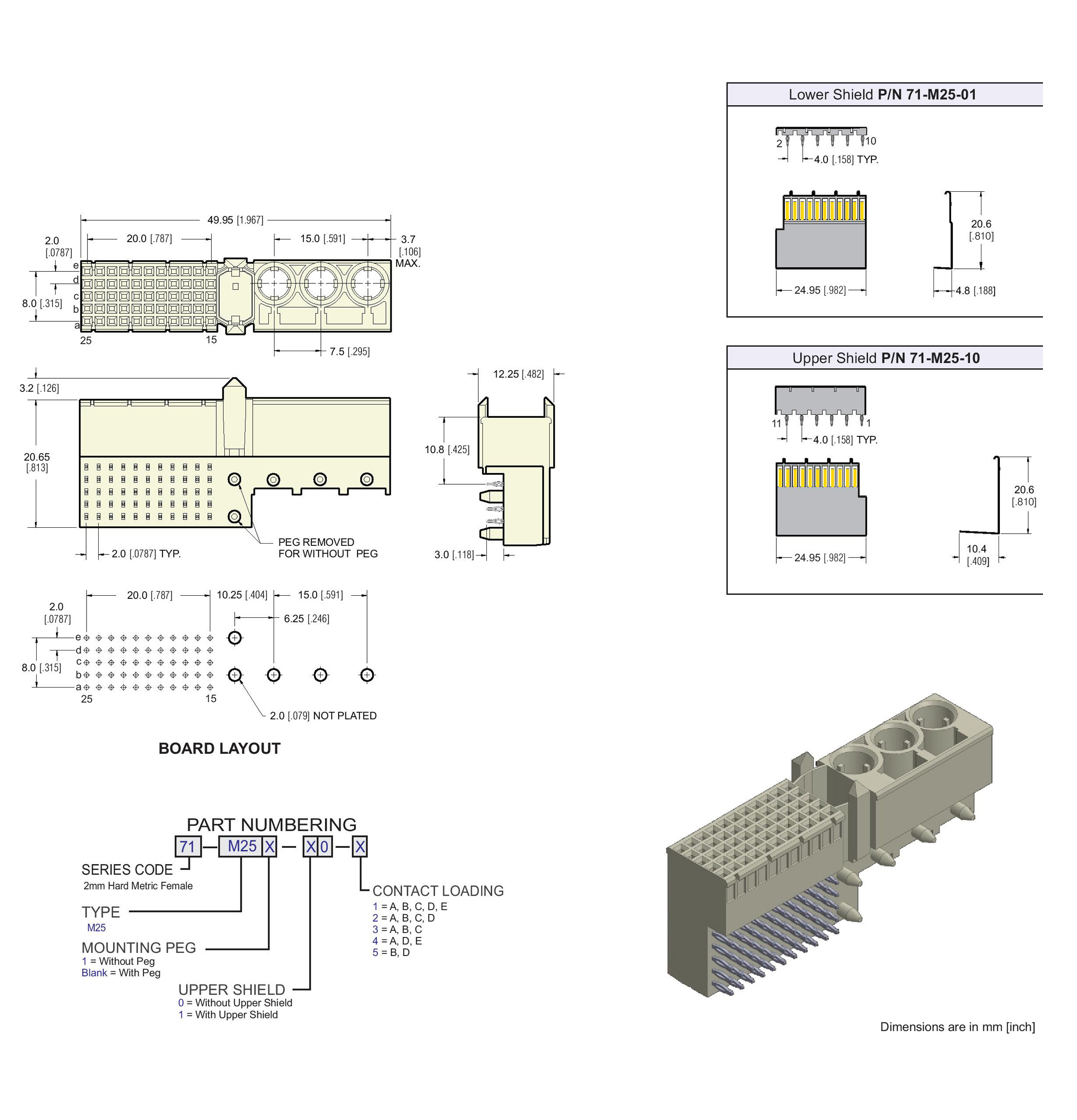 ECS 2mm Hard Metric Type M Receptacle Right Angle Connector
