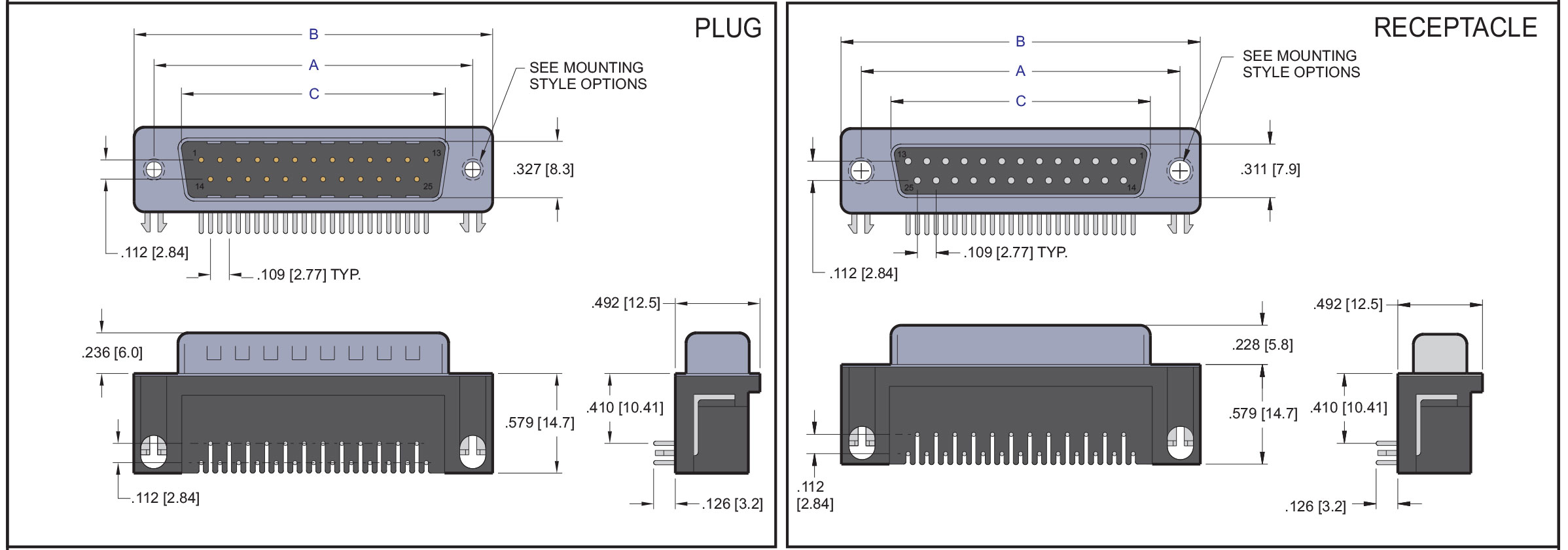 D Subminiature 410 Right Angle