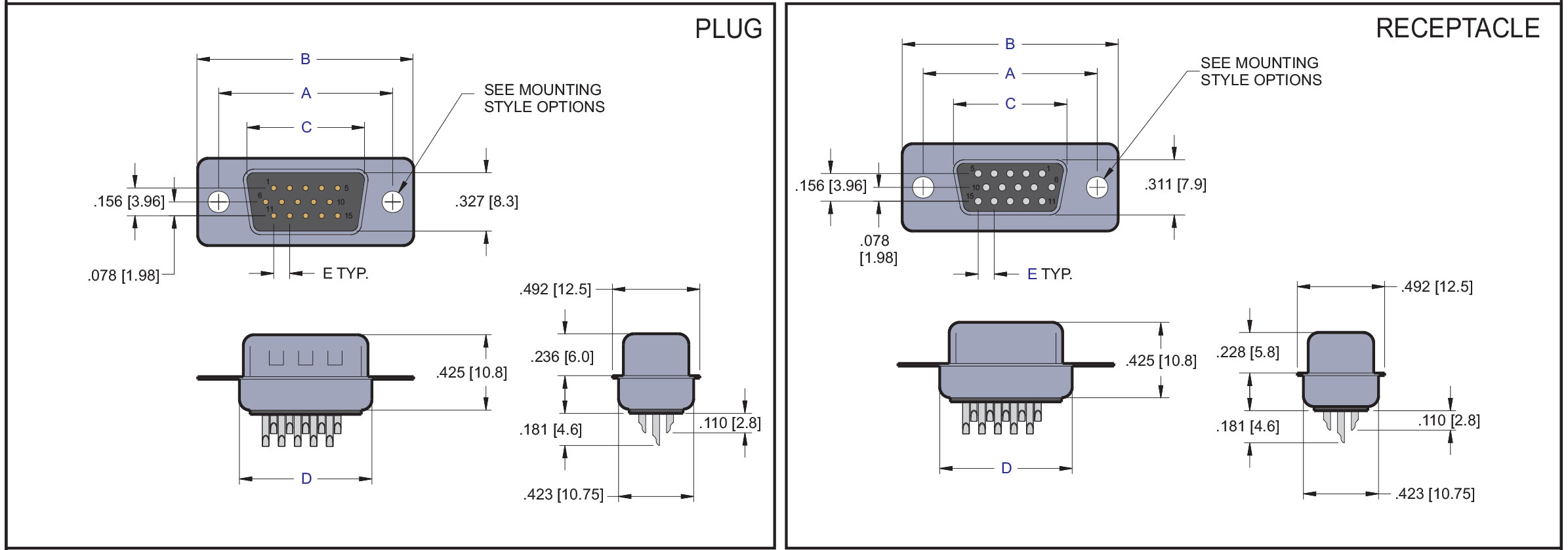 D Subminiature High Density Solder Cup