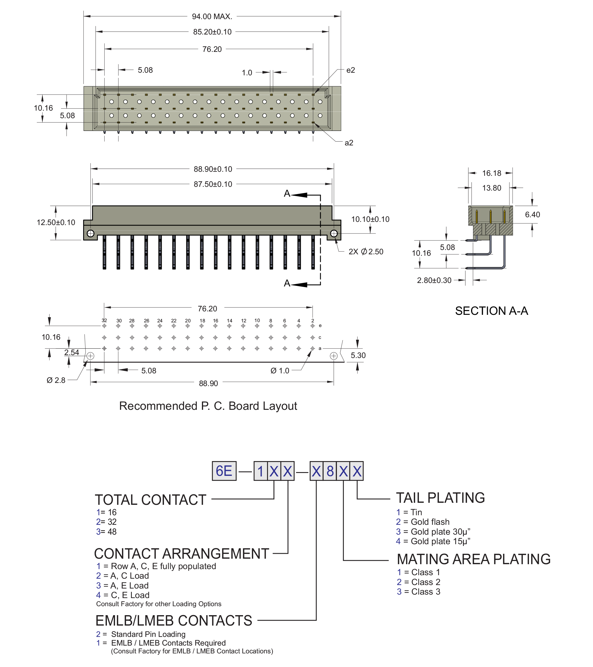 ECS 2mm Hard Metric Type AB25 Receptacle Right Angle Connector