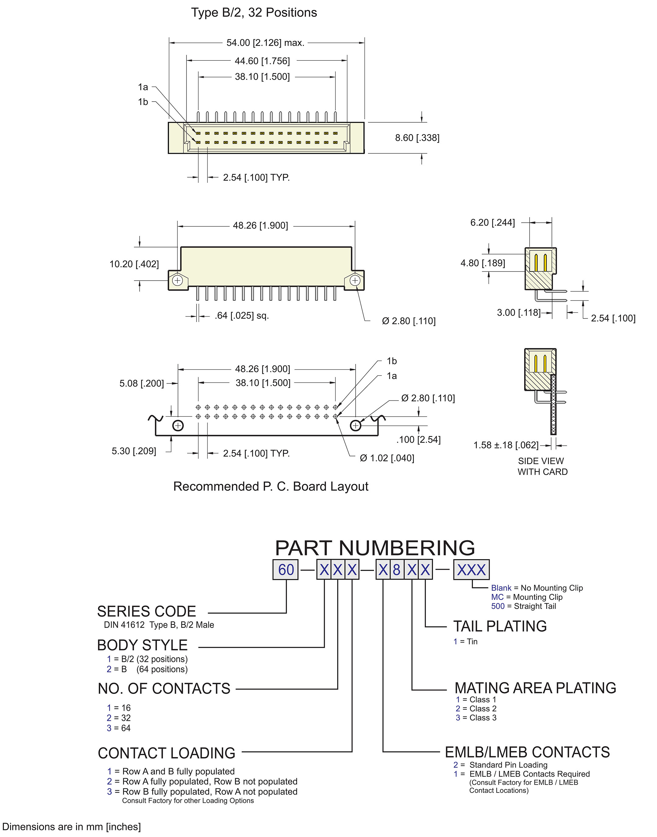 ECS DIN 41612 Type B, B/2 Male Connectors