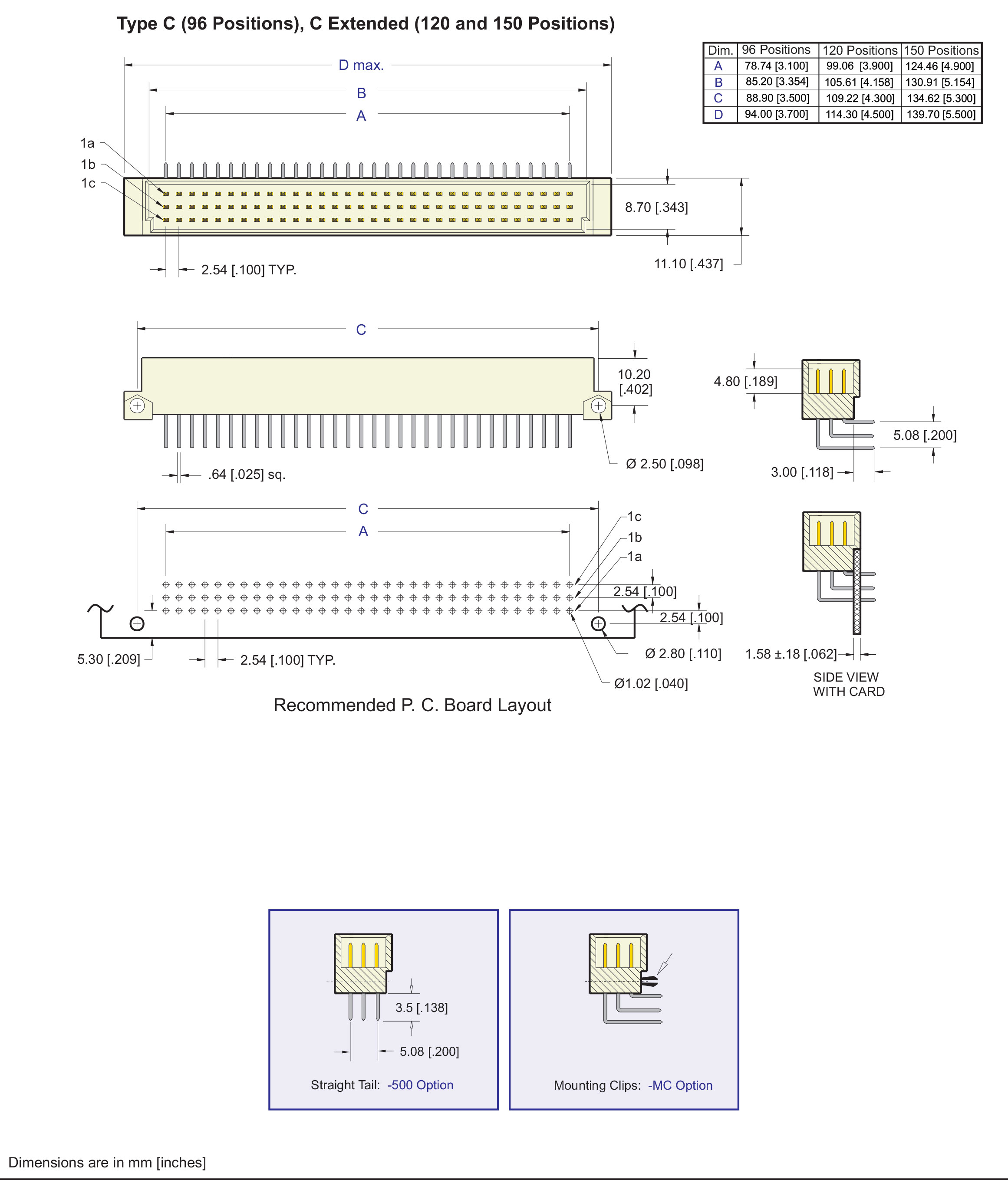 ECS DIN 41612 Type C, C/2 Male Connectors