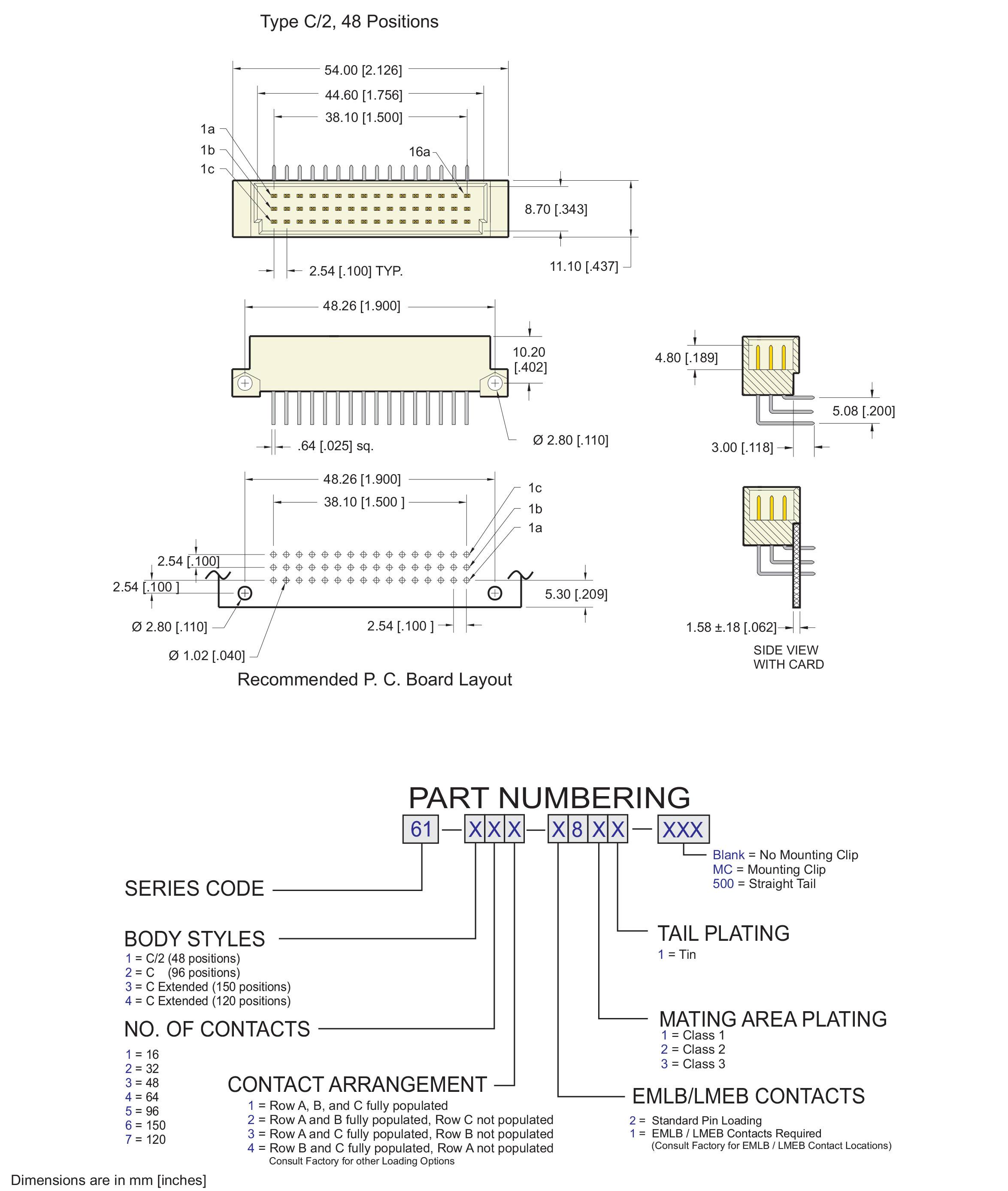 ECS DIN 41612 Type C, C/2 Male Connectors