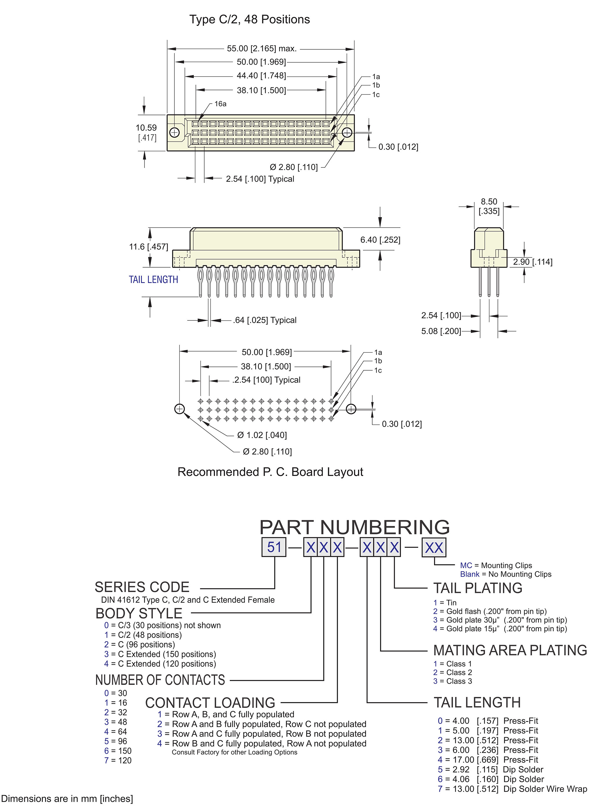 ECS DIN 41612 Type C, C/2, C/3 and C Extended Connectors