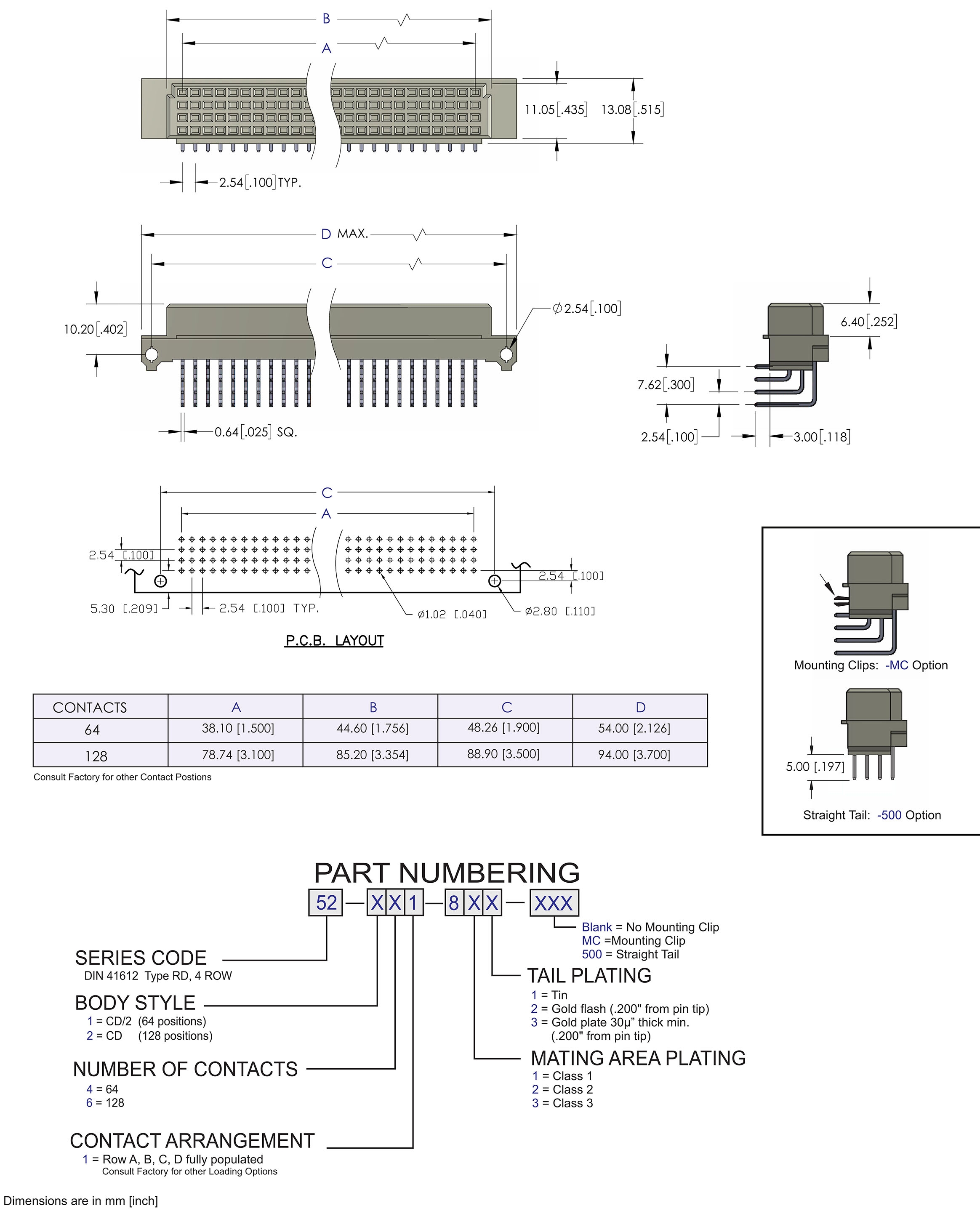 ECS 6500 Series Male DIN 41612 Type M Connector