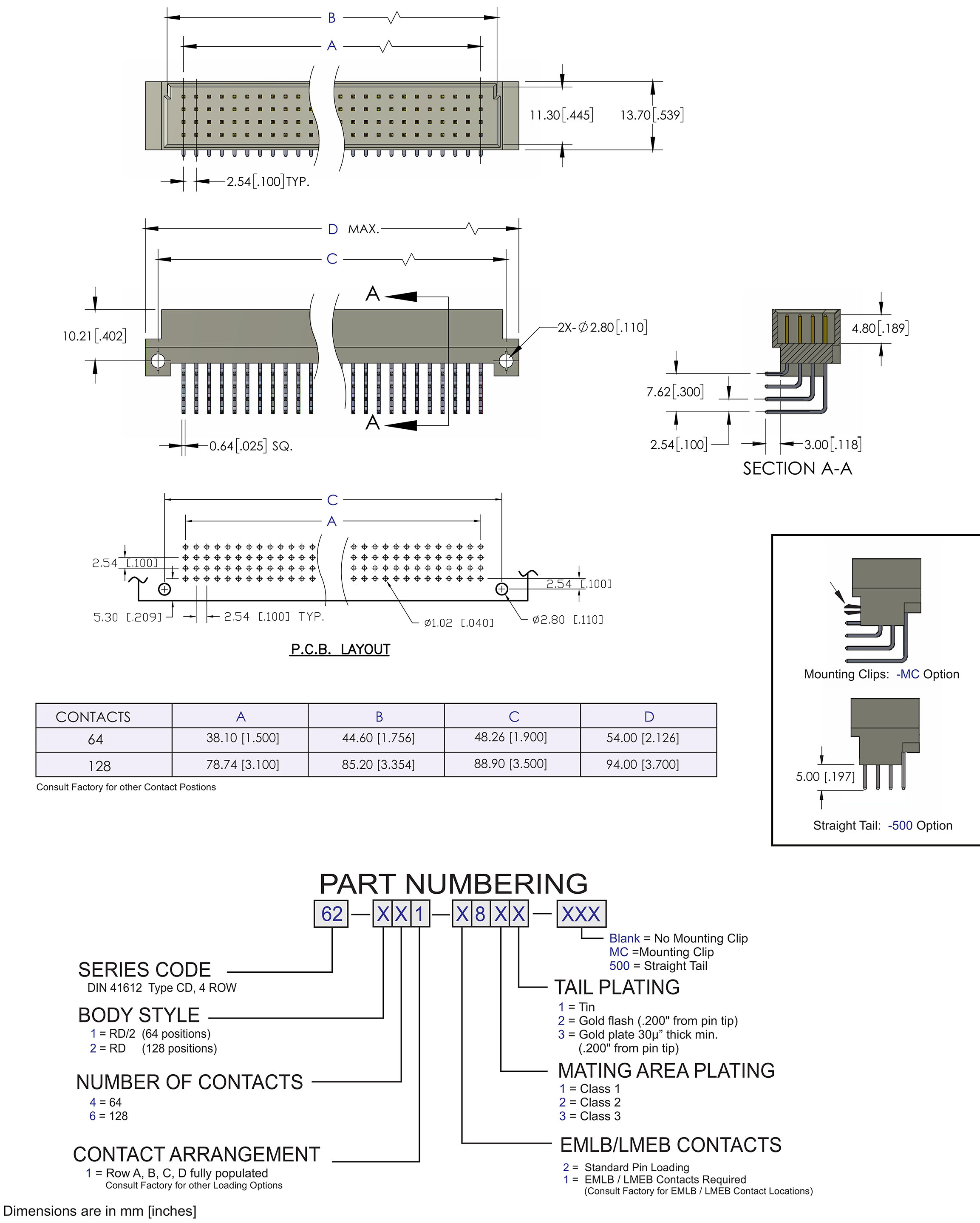 ECS 6500 Series Male DIN 41612 Type M Connector