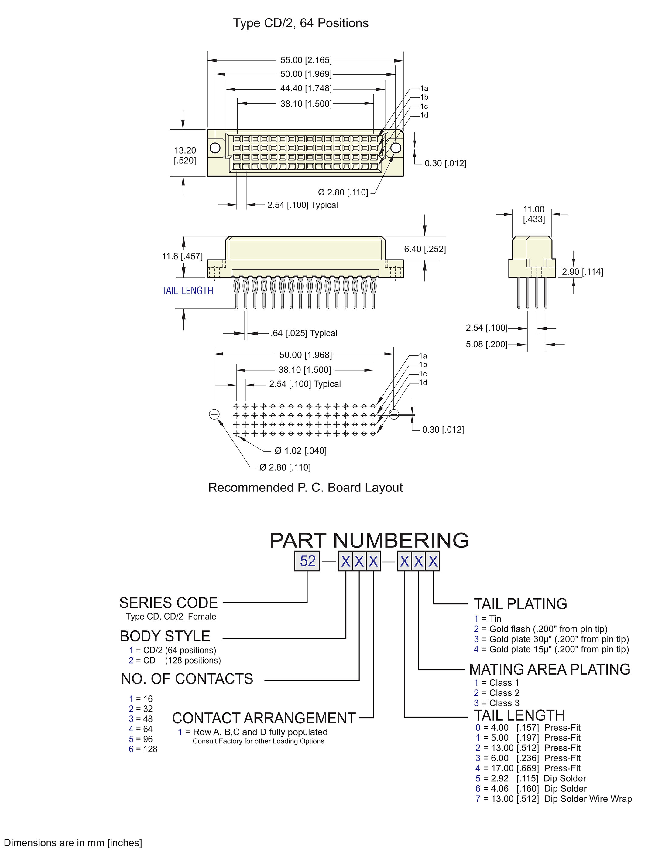 ECS DIN 41612 Type CD, CD/2 Female Connector
