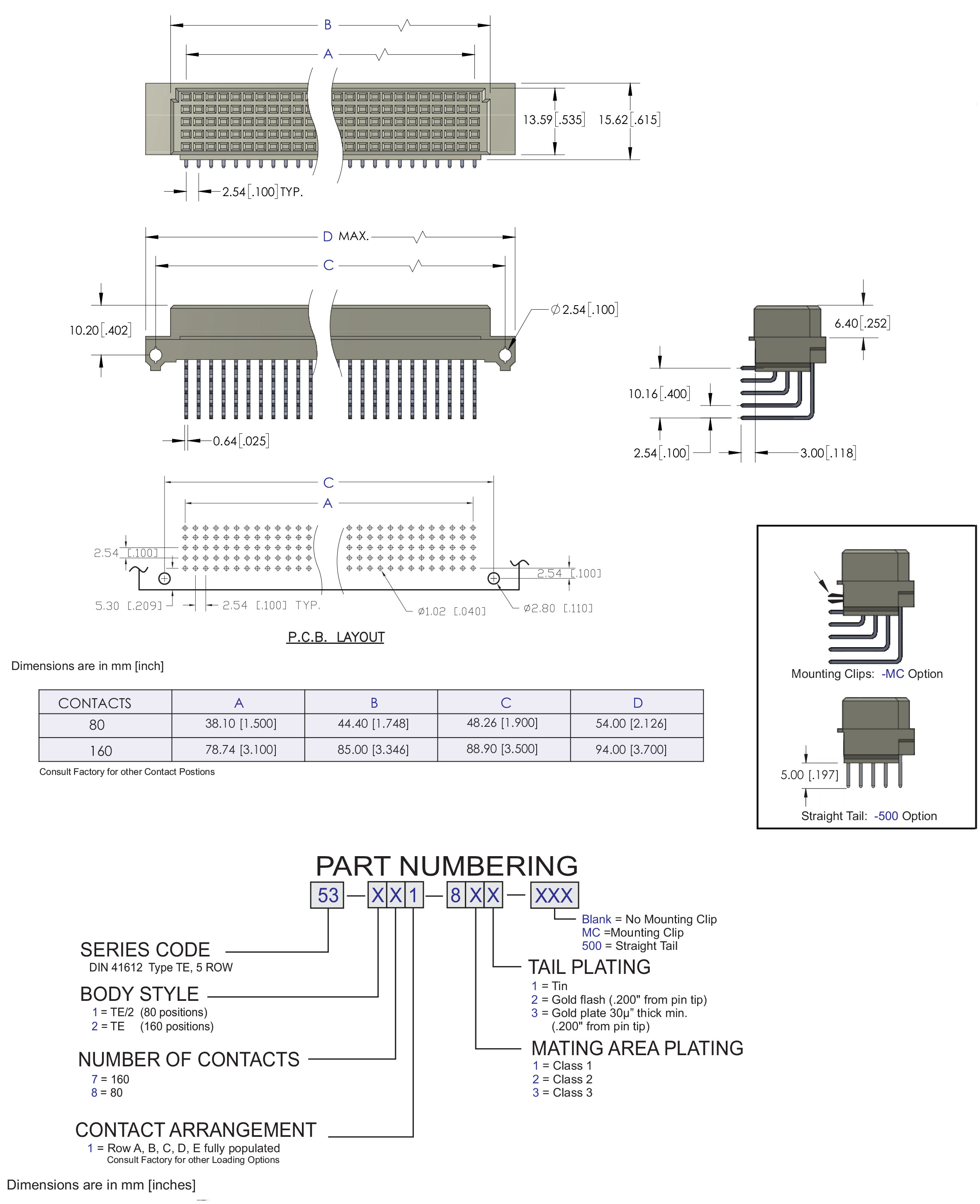 ECS DIN 41612 Type E, E/2 Female Connector
