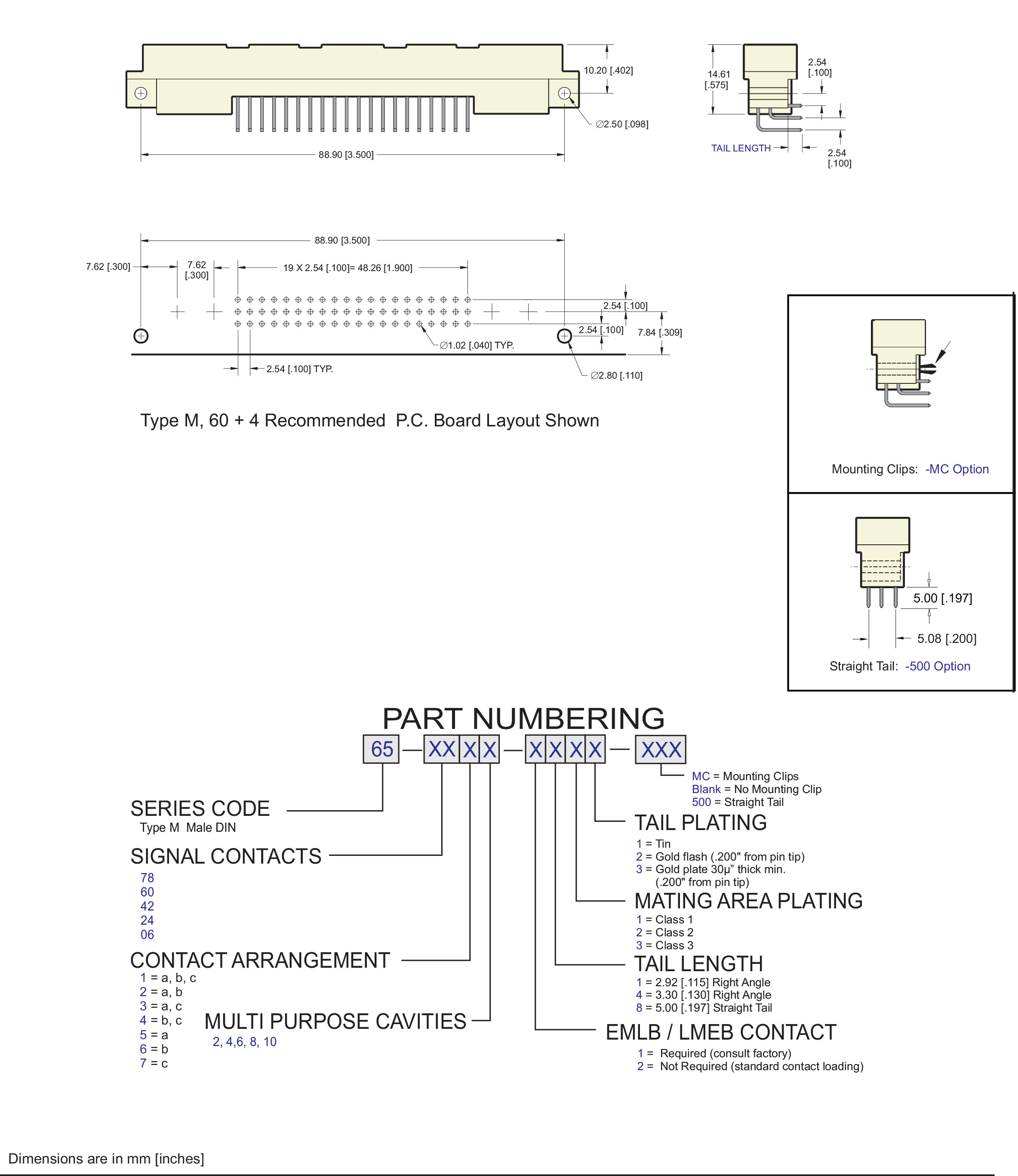 ECS 6500 Series Male DIN 41612 Type M Connector