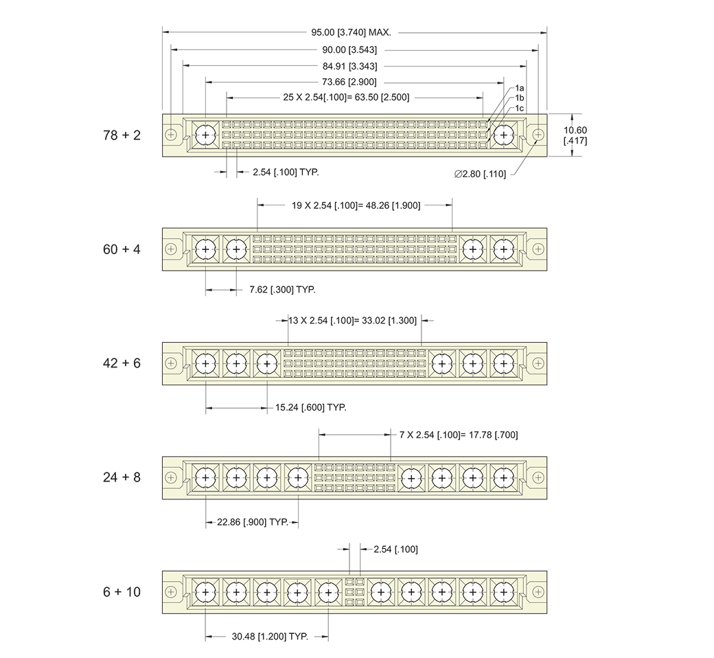 ECS DIN 41612 Type M, Female Connector