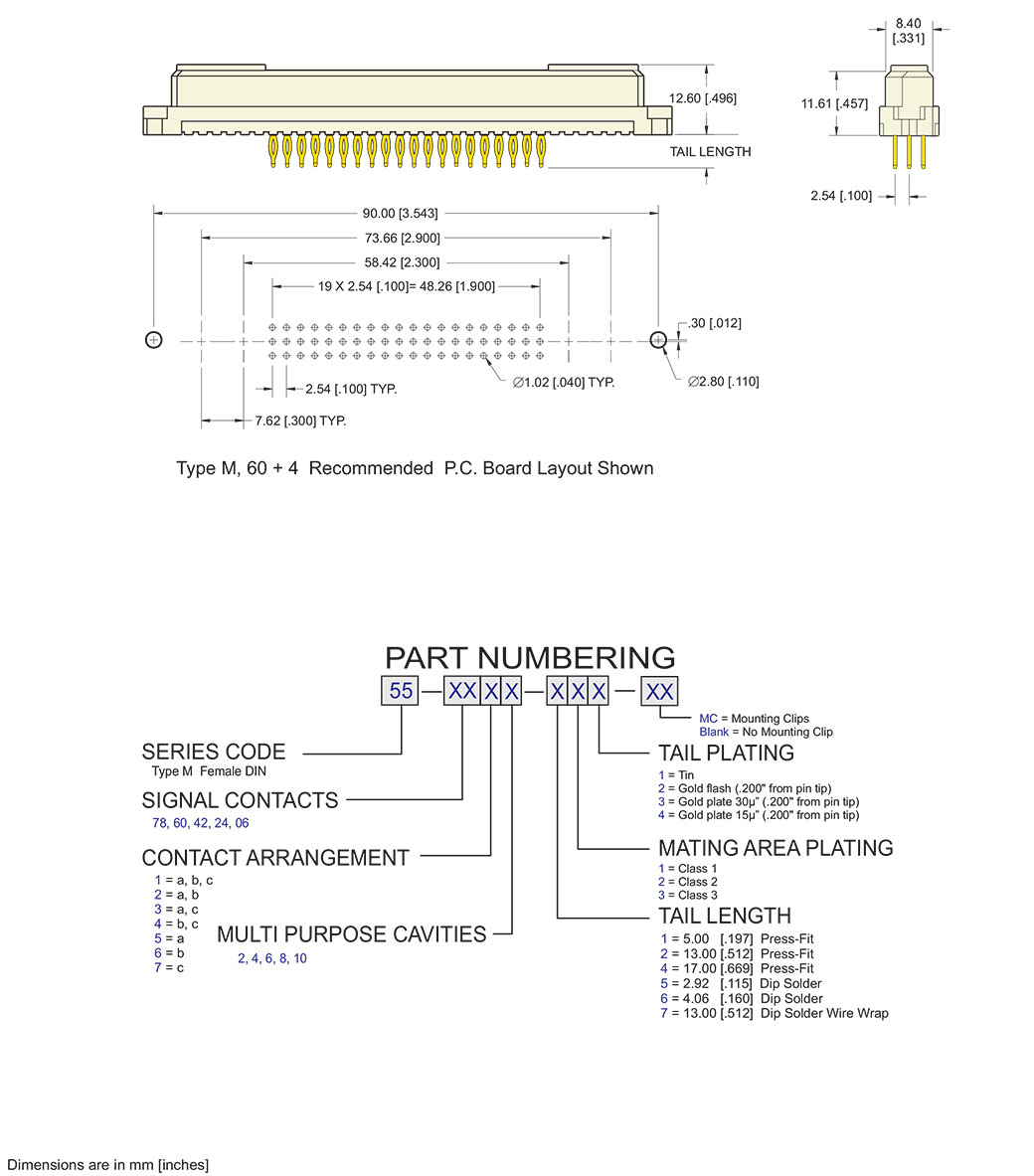 ECS DIN 41612 Type M, Female Connector