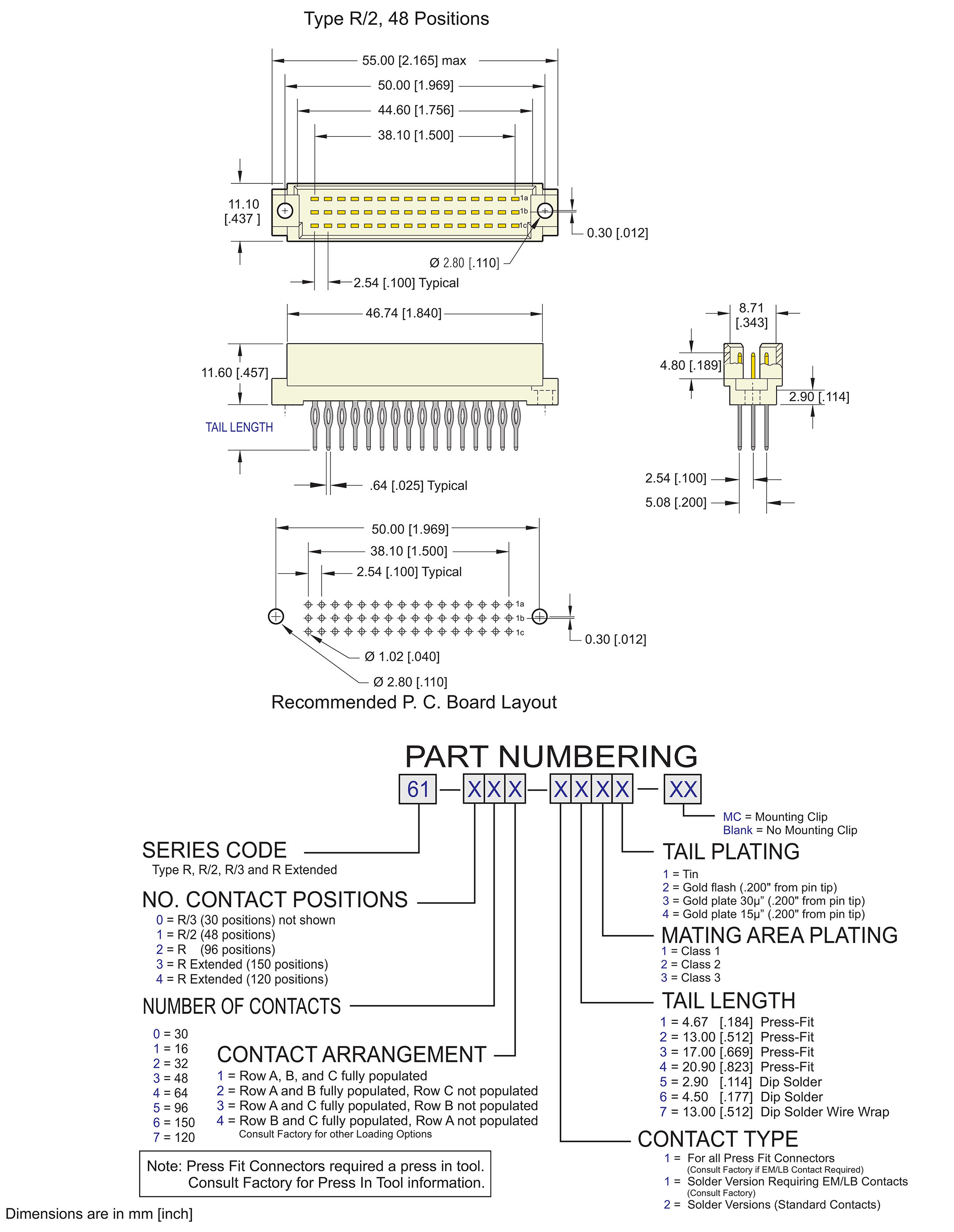 ECS DIN 41612 Type R, R/2 and R Extended Male Connectors