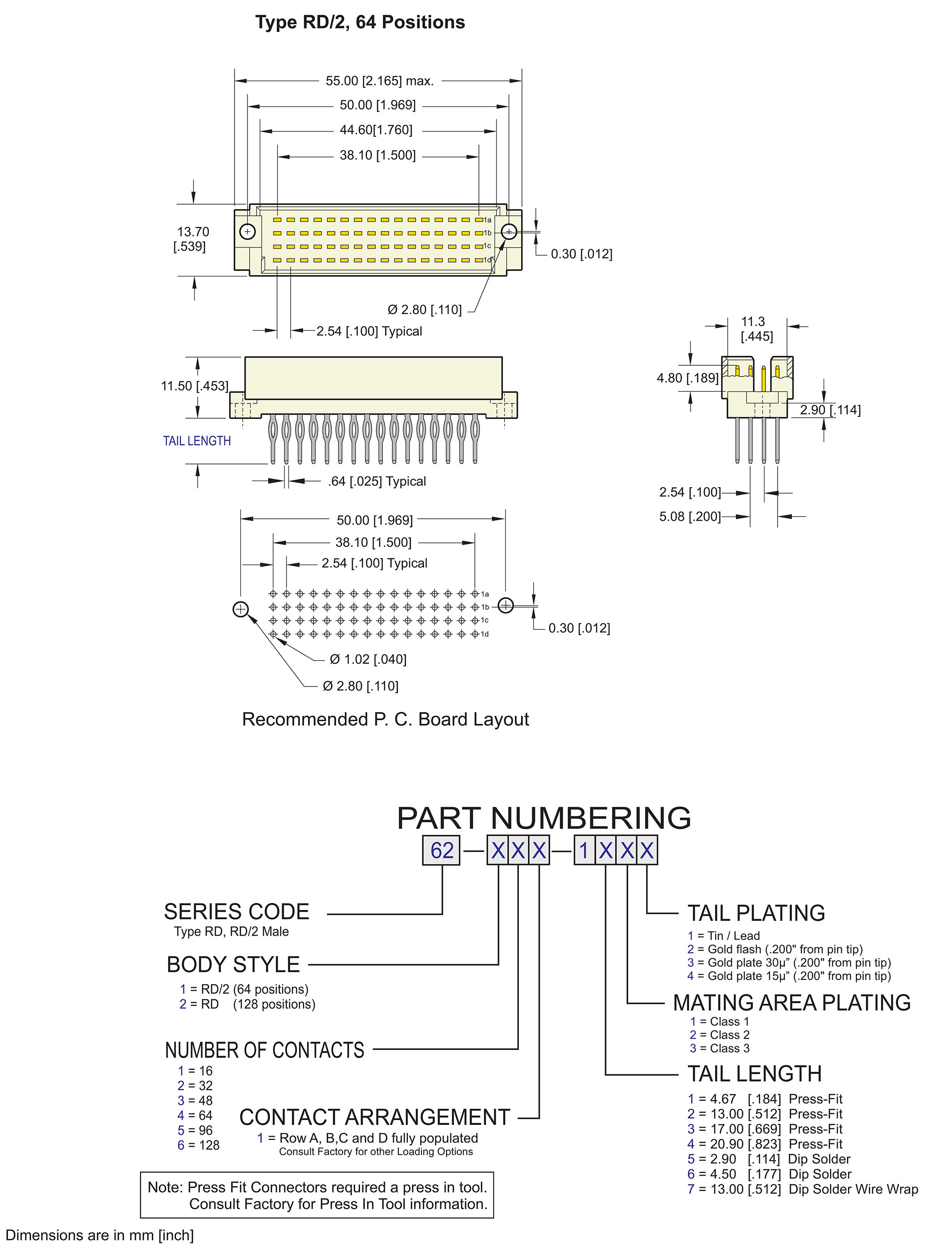 ECS DIN 41612 Type RD, RD/2 Male Connector
