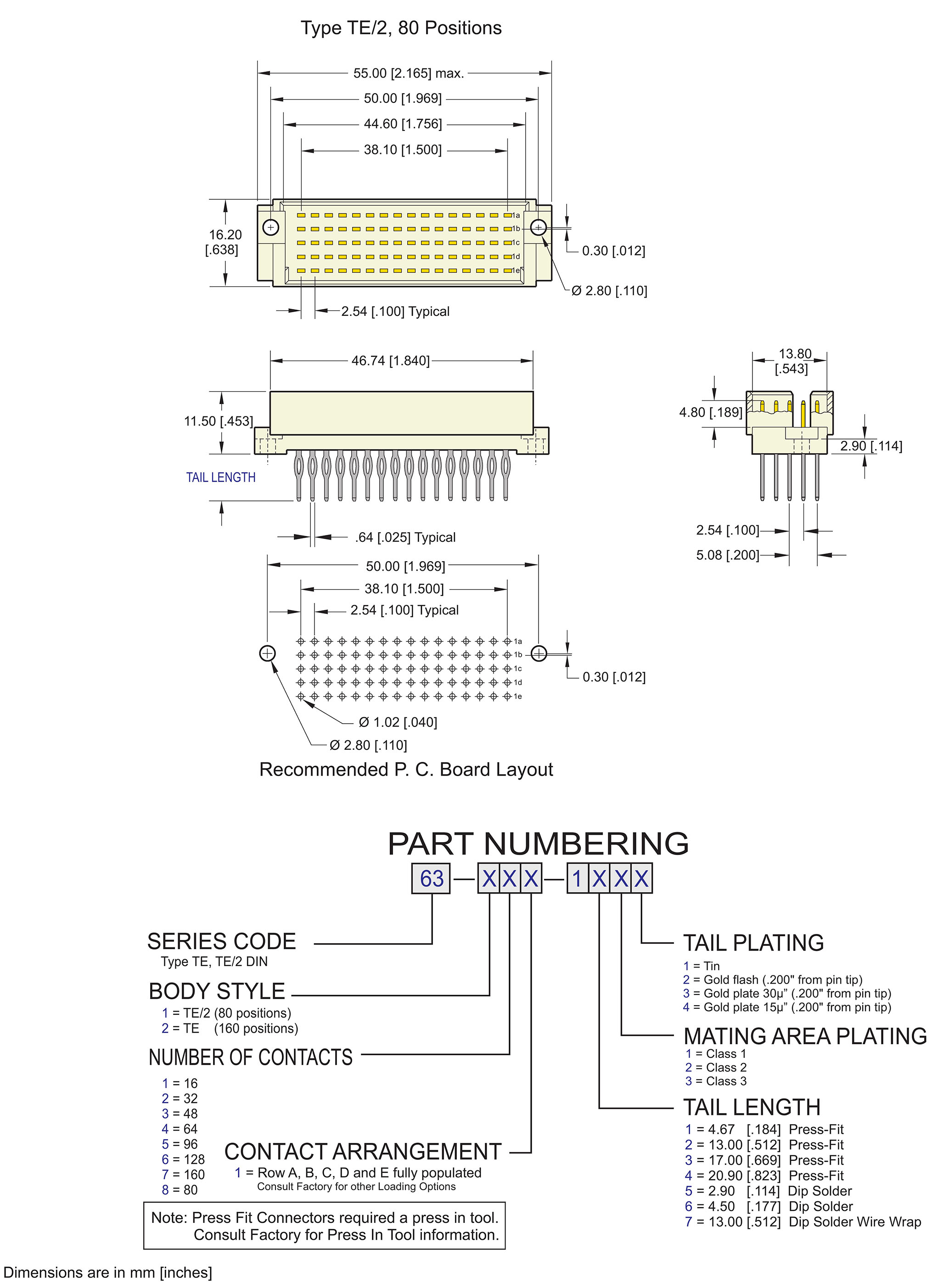 ECS DIN 41612 Type TE, TE/2 Male Connector