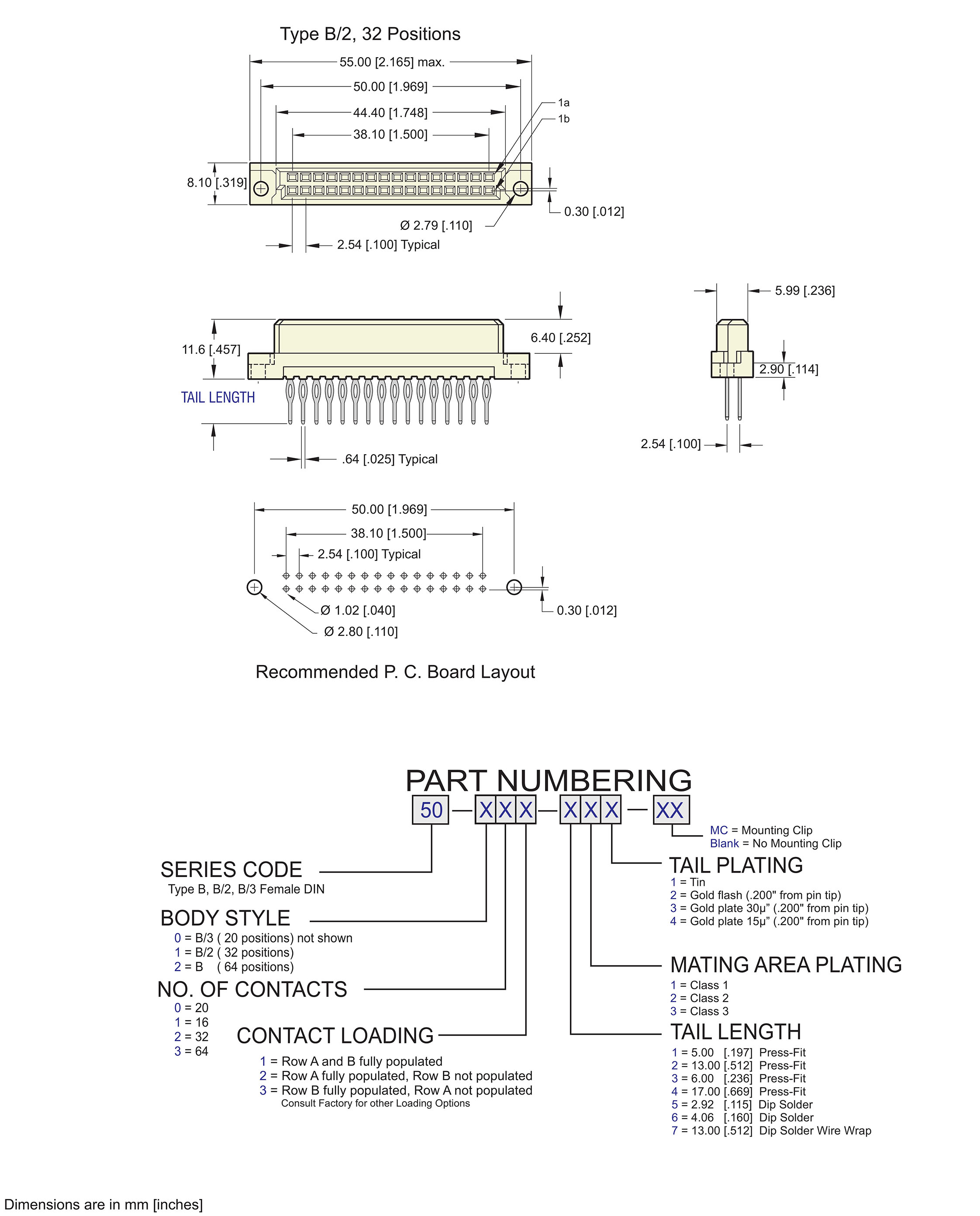 ECS DIN 41612 Type B, B/2, B/3 Female Connectors