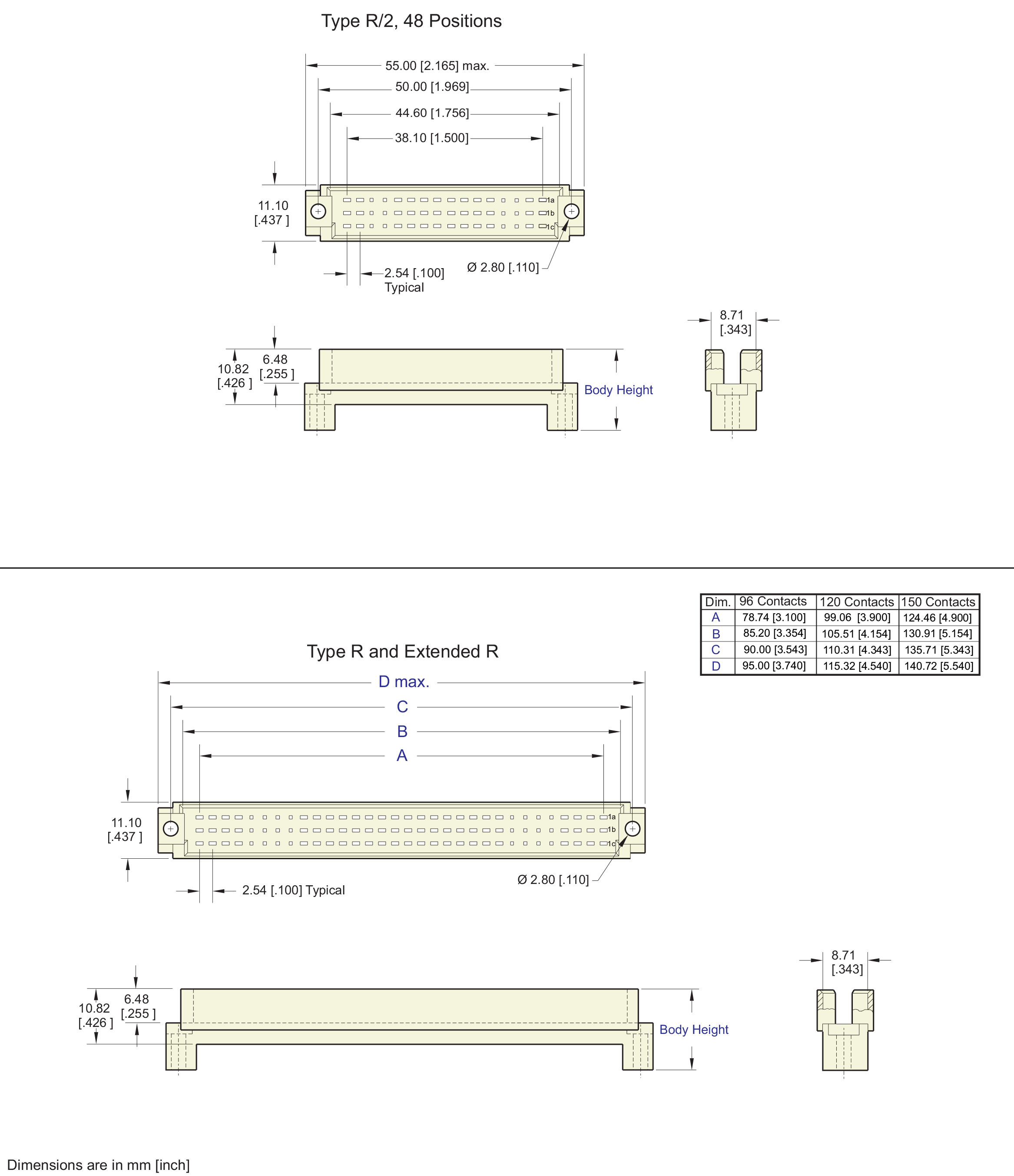 ECS 61 Series Pinless Backplane Shroud Type R, R/2, R/3