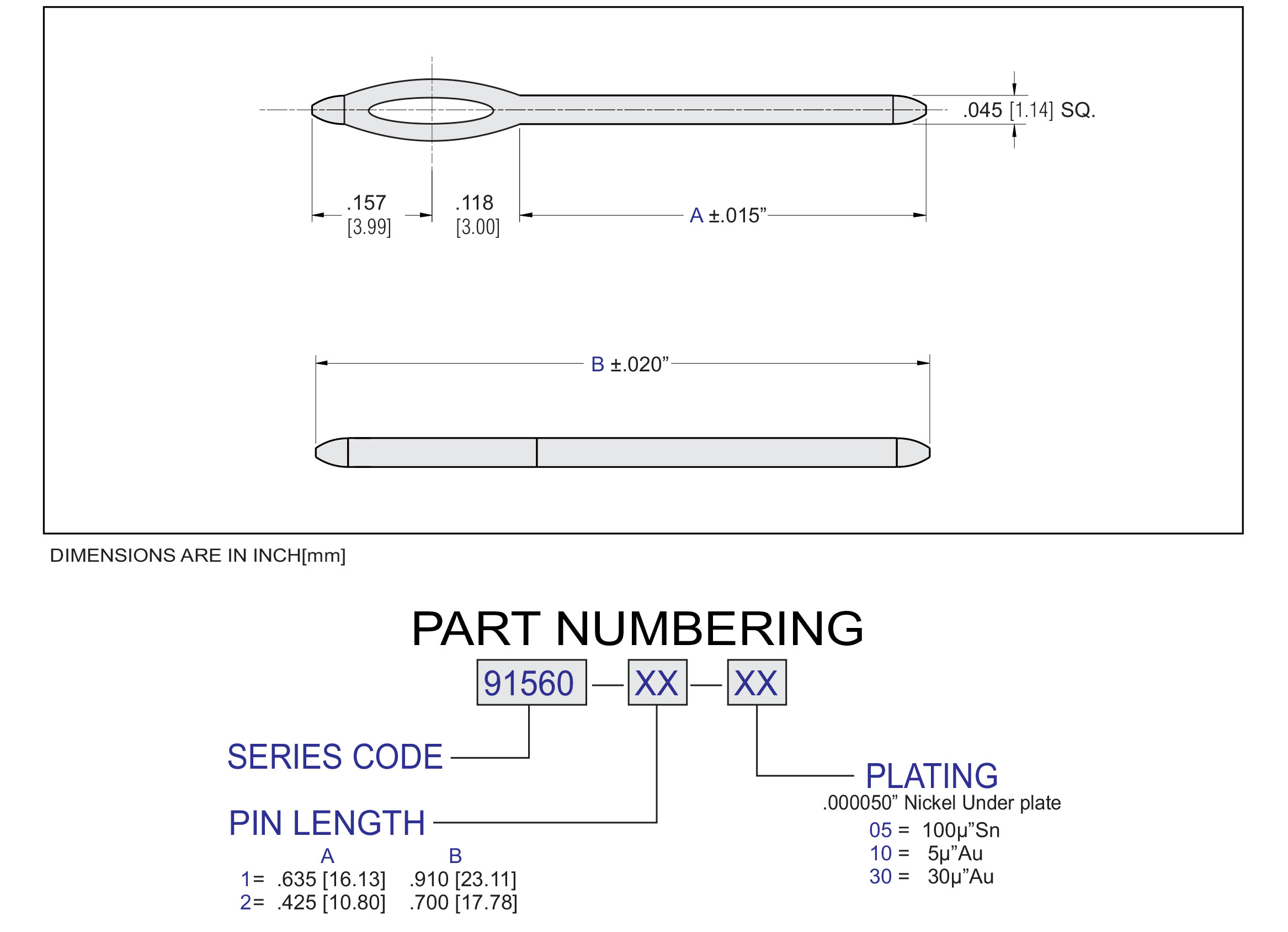 ECS 2500 Series Card Edge Connectors, High Profile SLC 96 .125" x .125" Contact Spacing, Press Fit