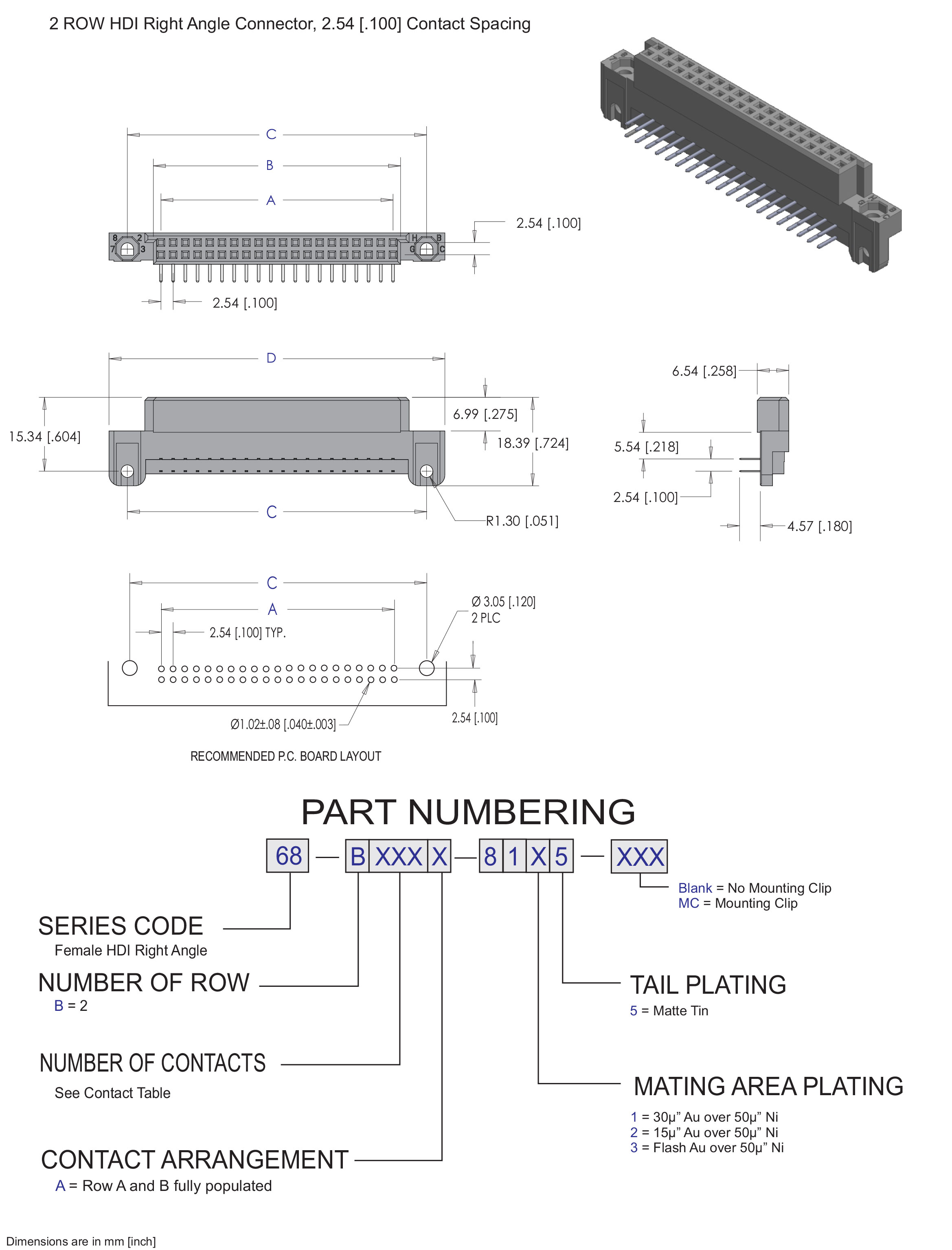 ECS 2 Row HDI Female Right Angle Connector