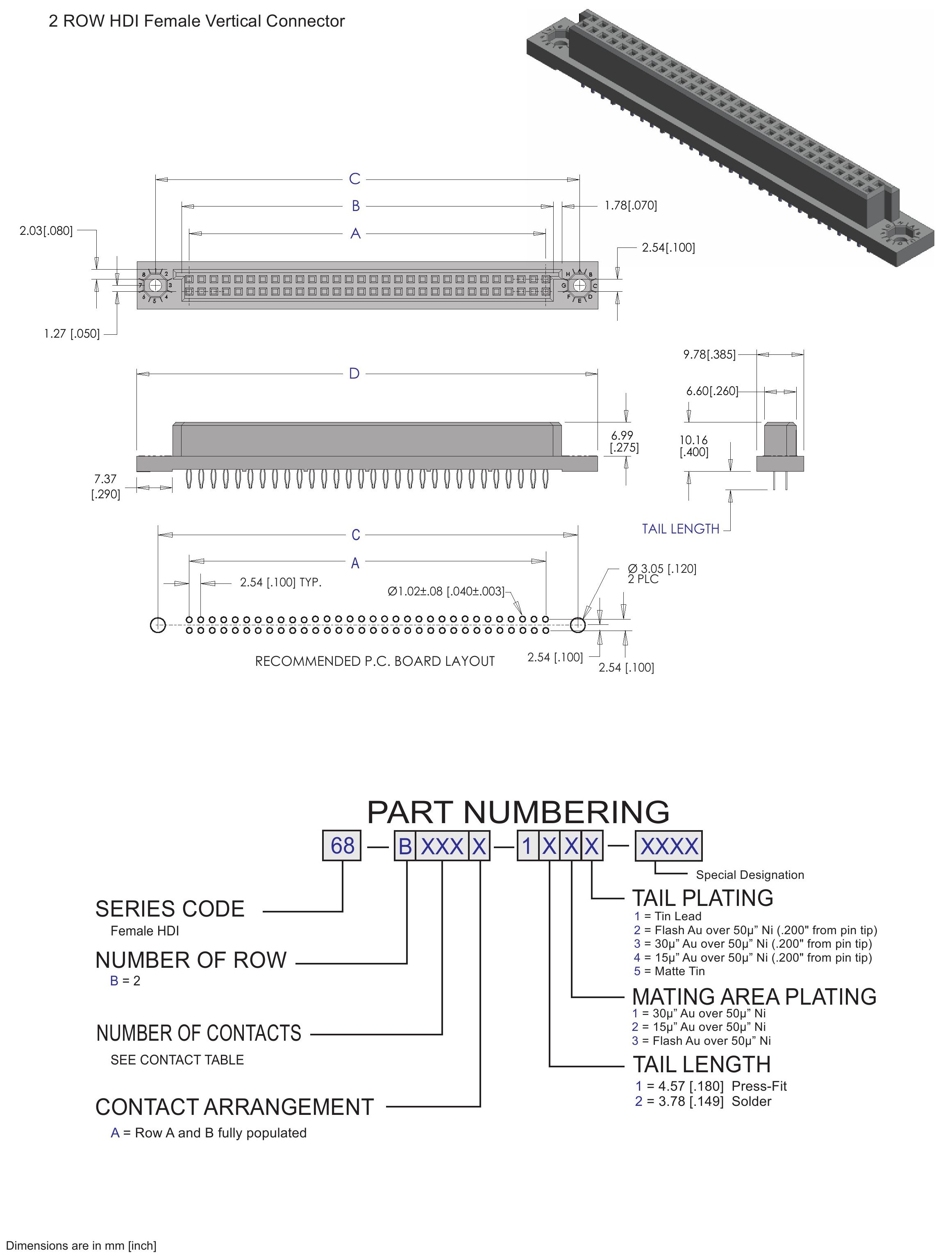 ECS 2 Row HDI Female Vertical Connector