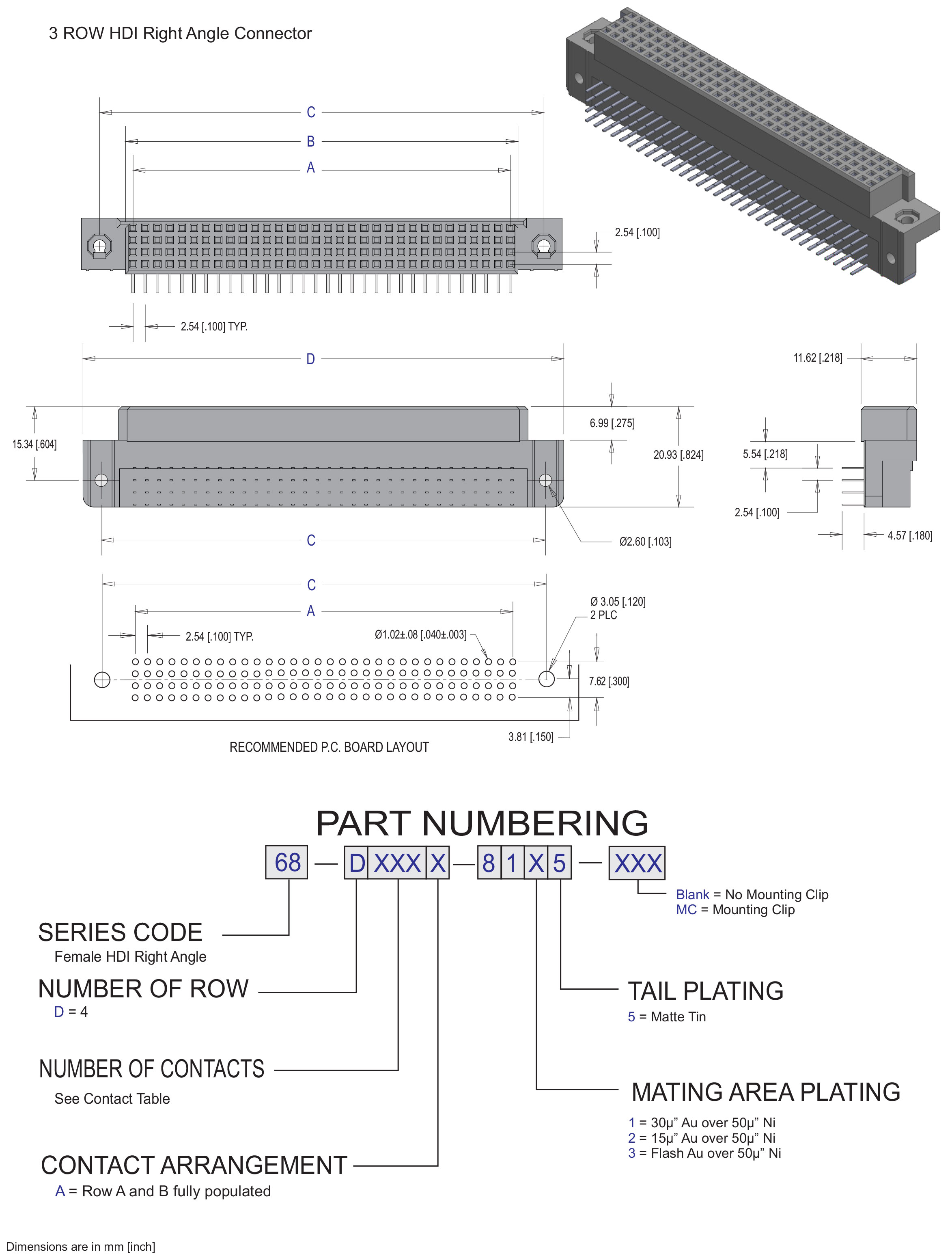 ECS 4 Row HDI Female Right Angle Connector