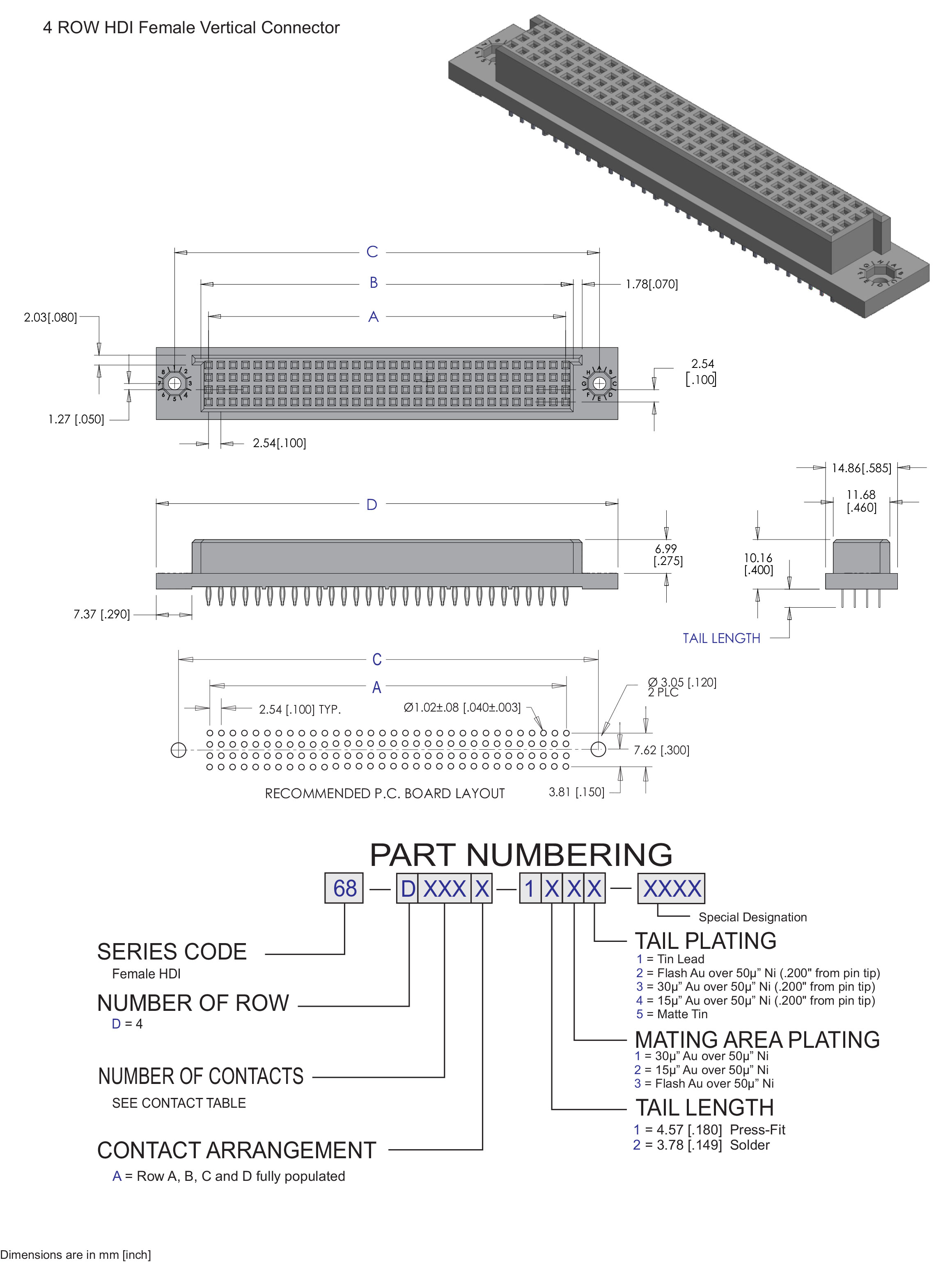 ECS 4 Row HDI Female Vertical Connector